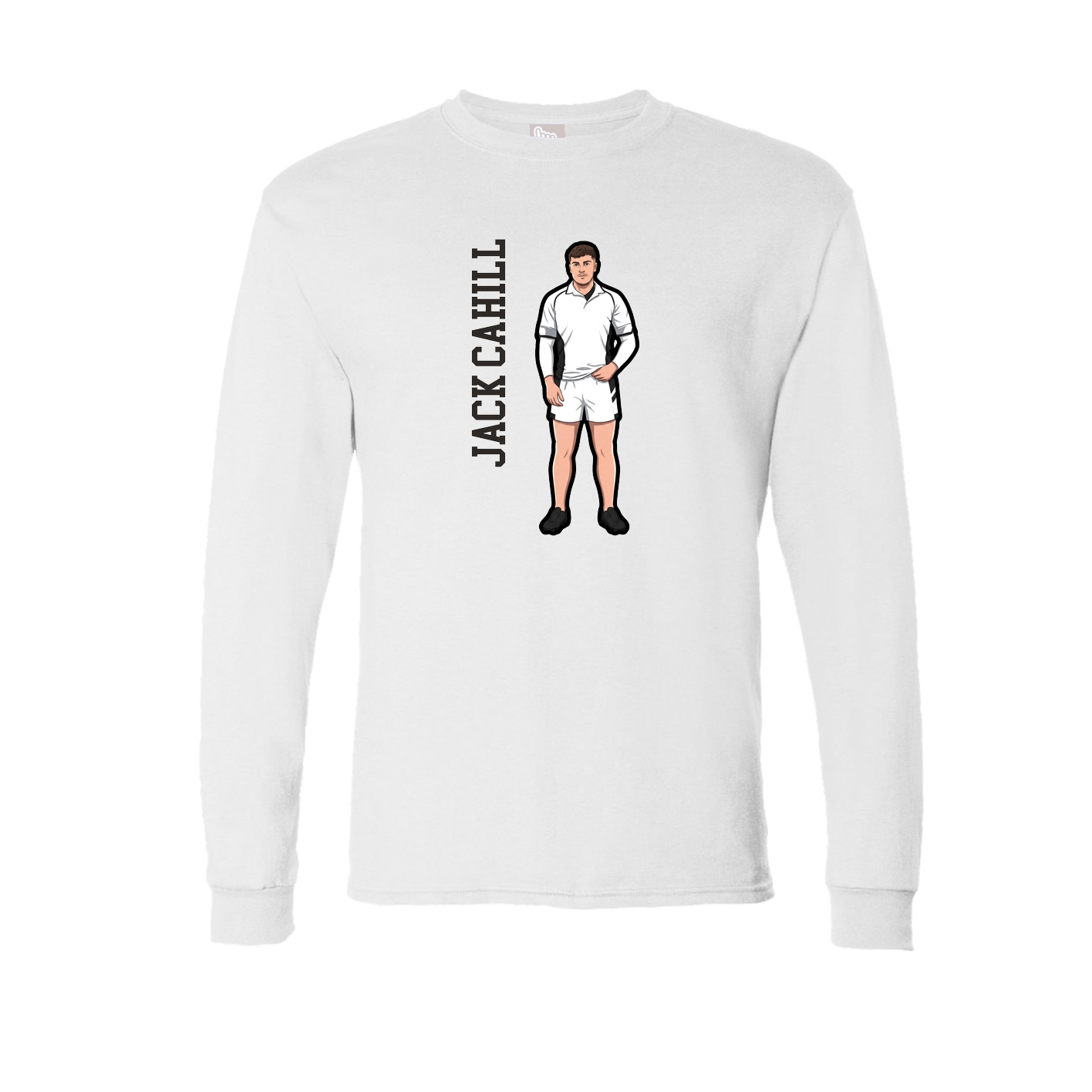 Long Sleeve Tee — Name Vertical in White