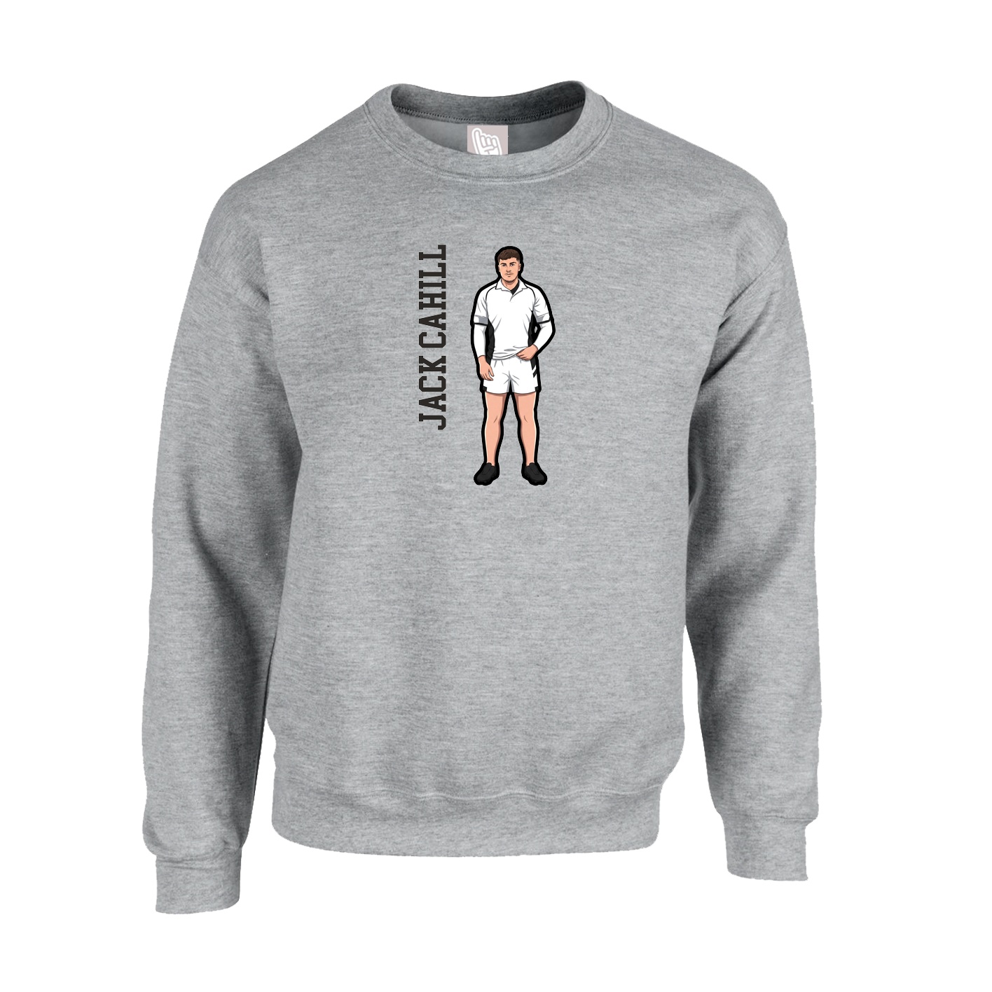 Fleece Crew — Name Vertical in Grey
