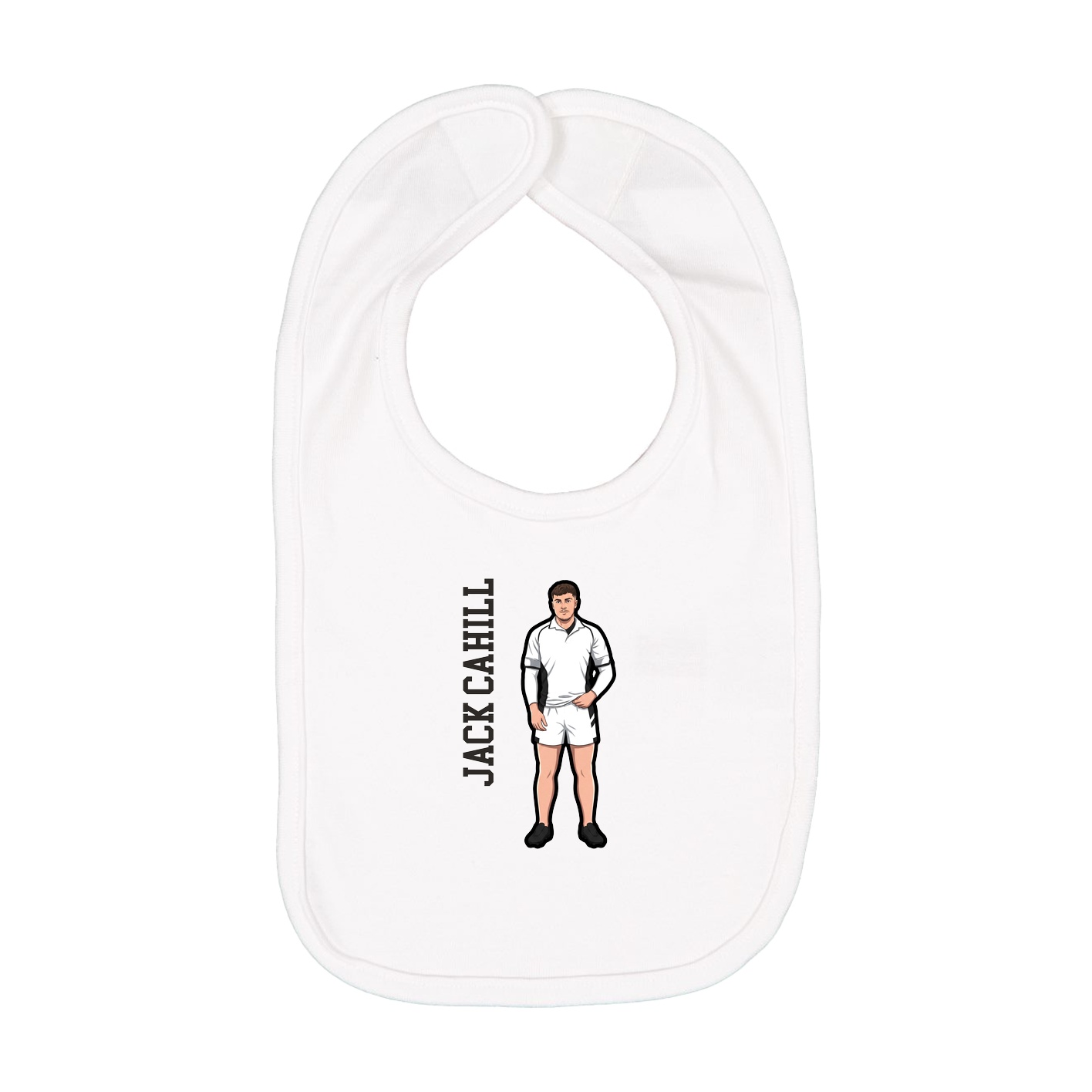 Infant Bib — Name Vertical in White