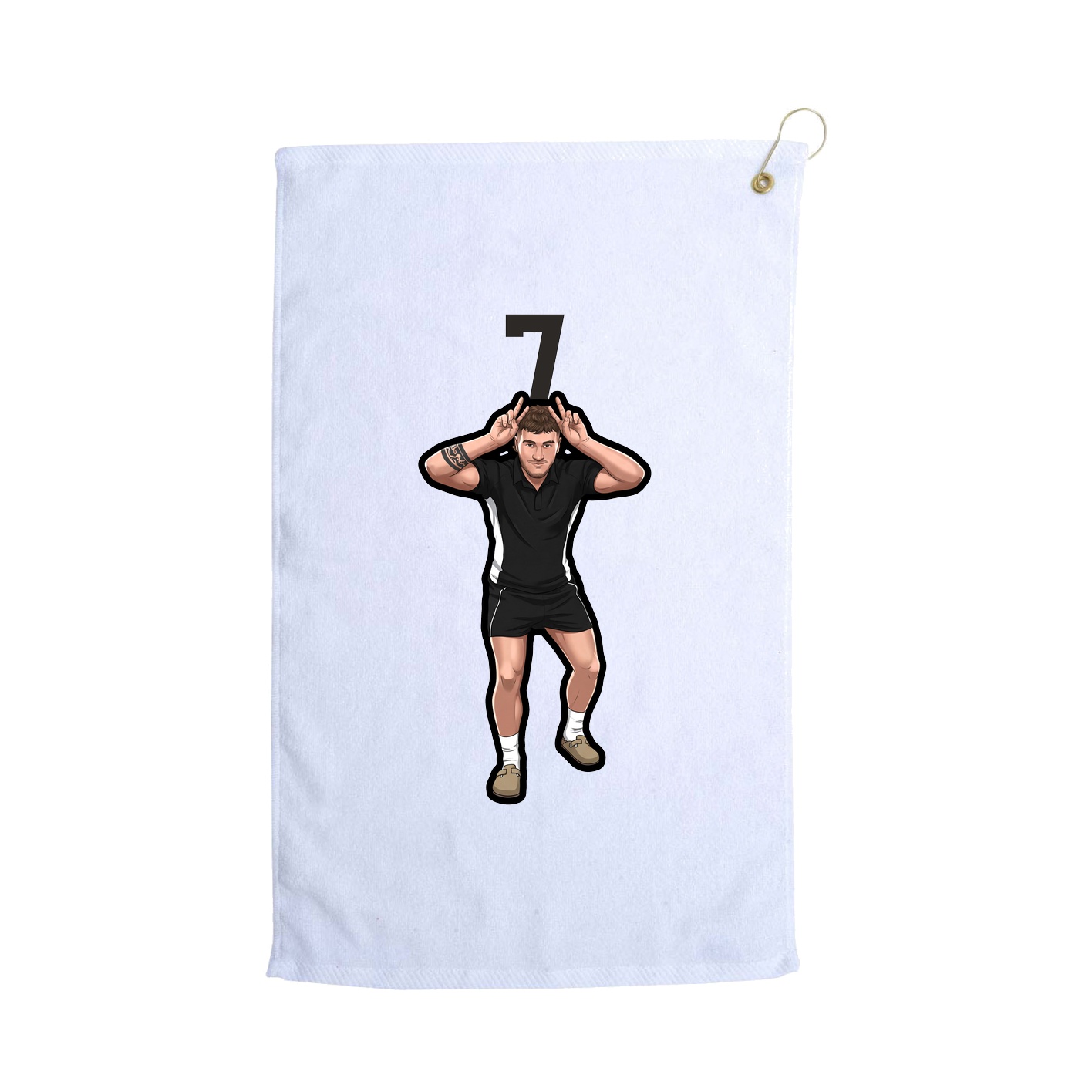 Golf Towel — Number Top in White