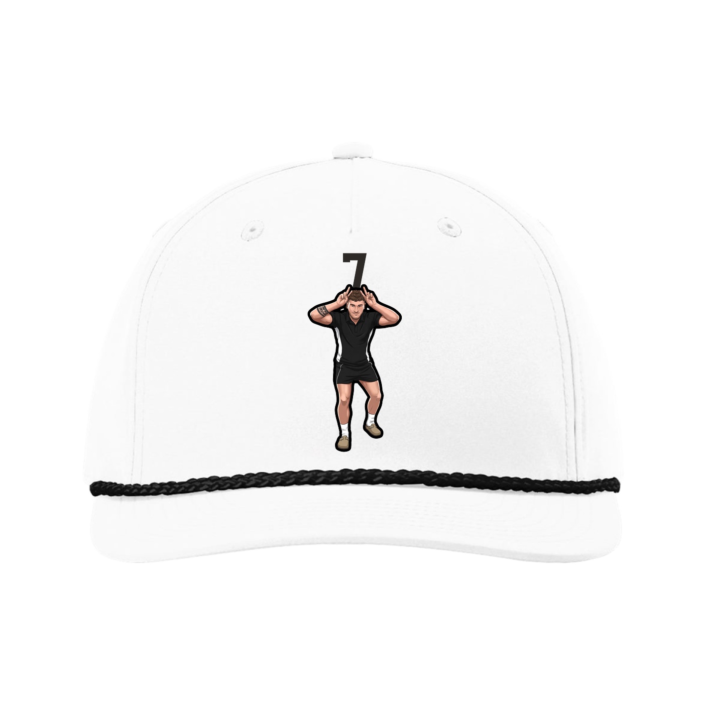 Five-Panel Classic Rope Cap — Number Top in White