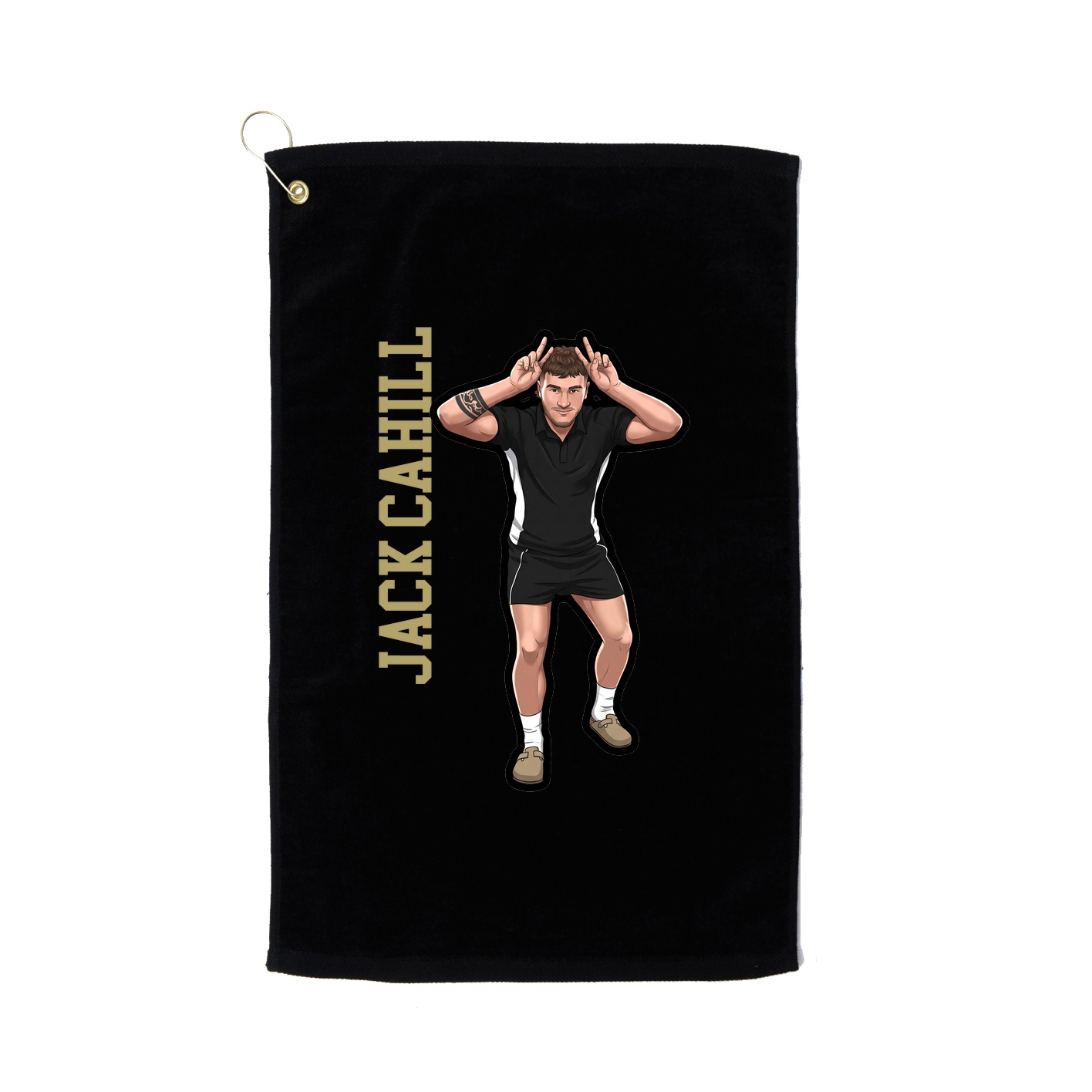 Golf Towel — Name Vertical in Black
