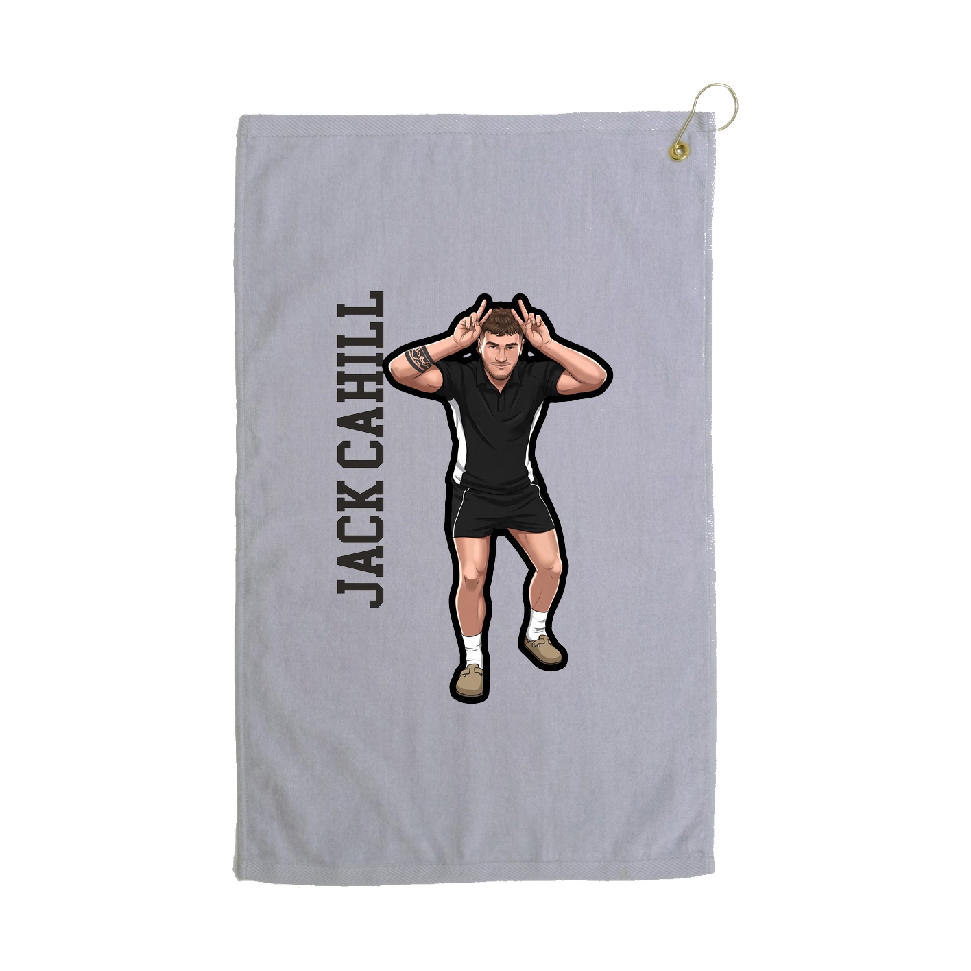 Golf Towel — Name Vertical in Grey