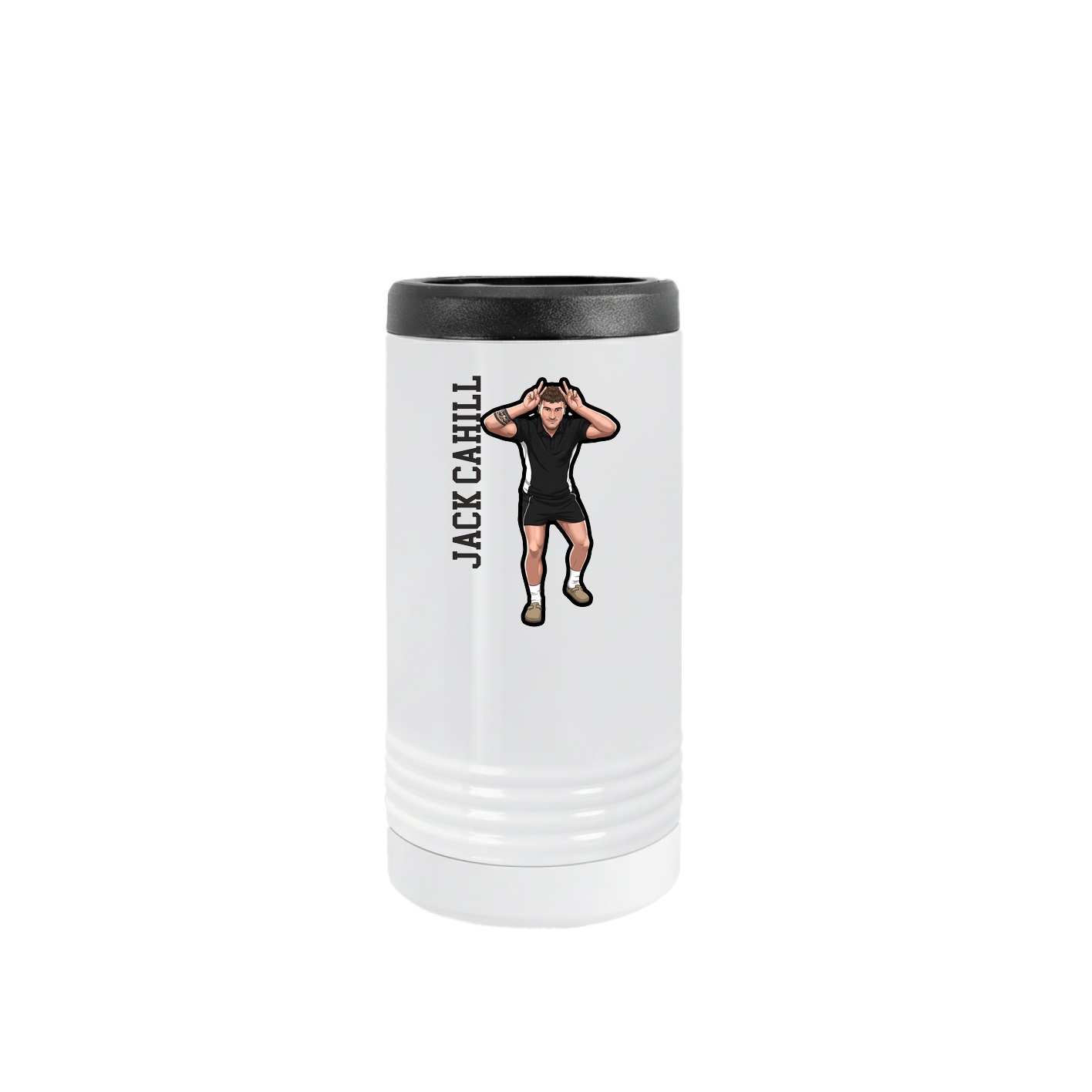 Slim Beverage Holder — Name Vertical in White