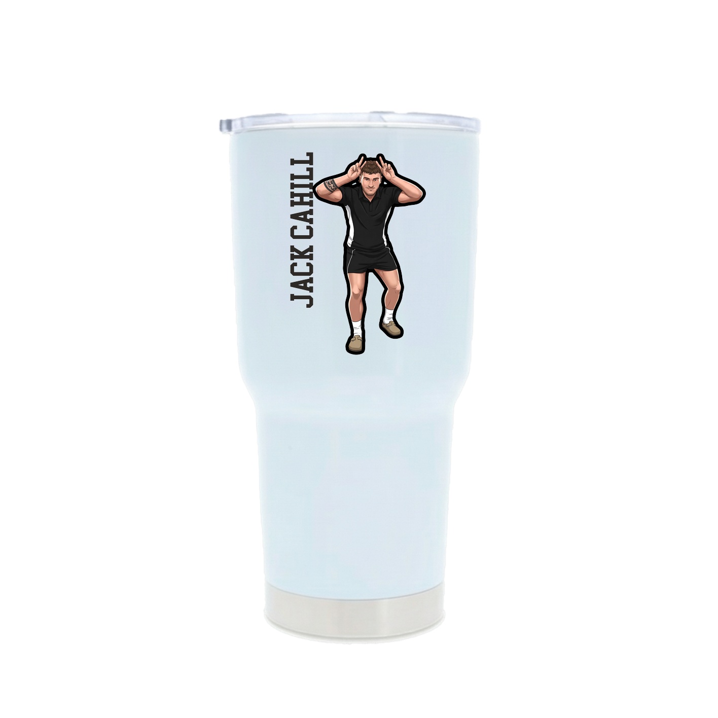 30oz Stainless Steel Tumbler — Name Vertical in White