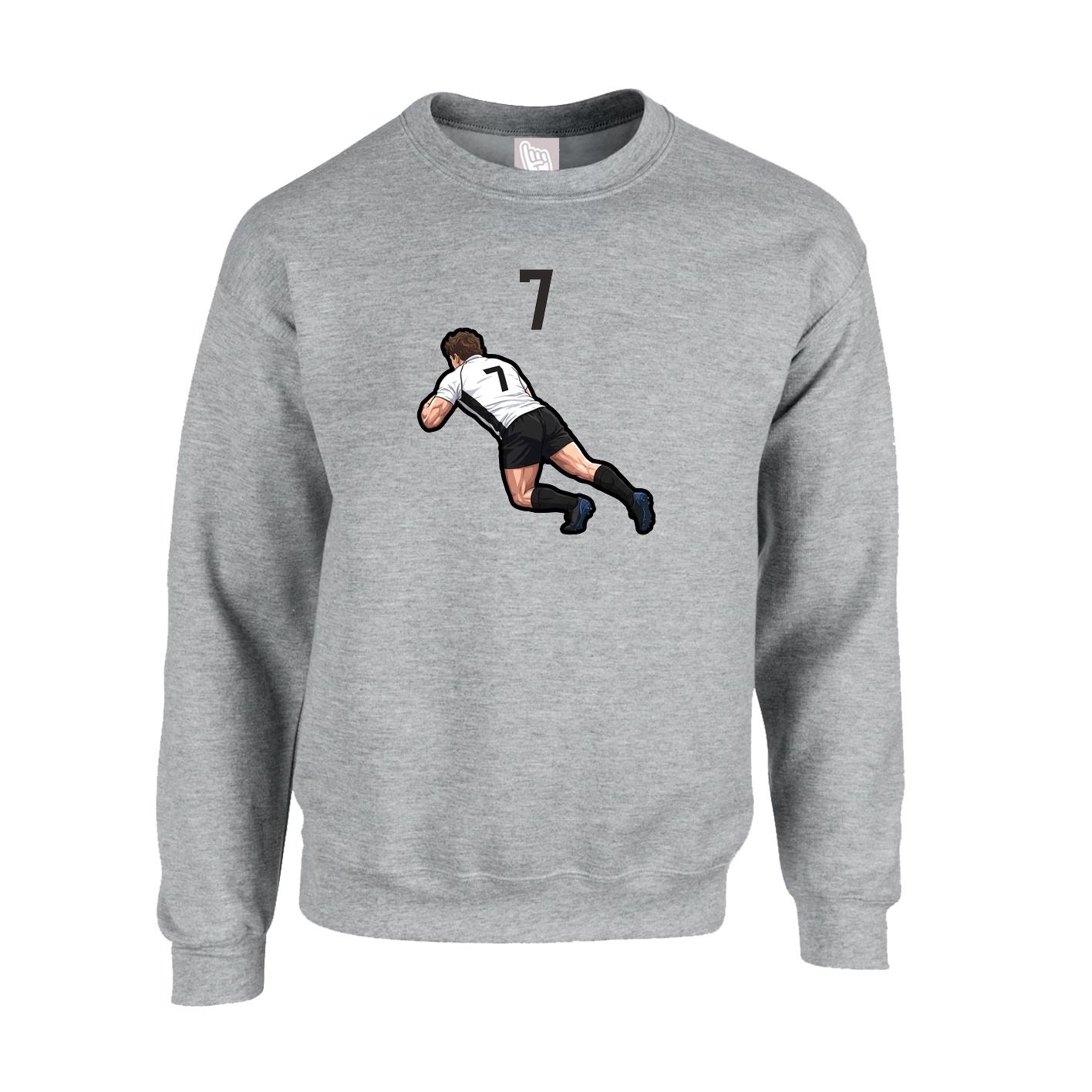Fleece Crew — Number Top in Grey