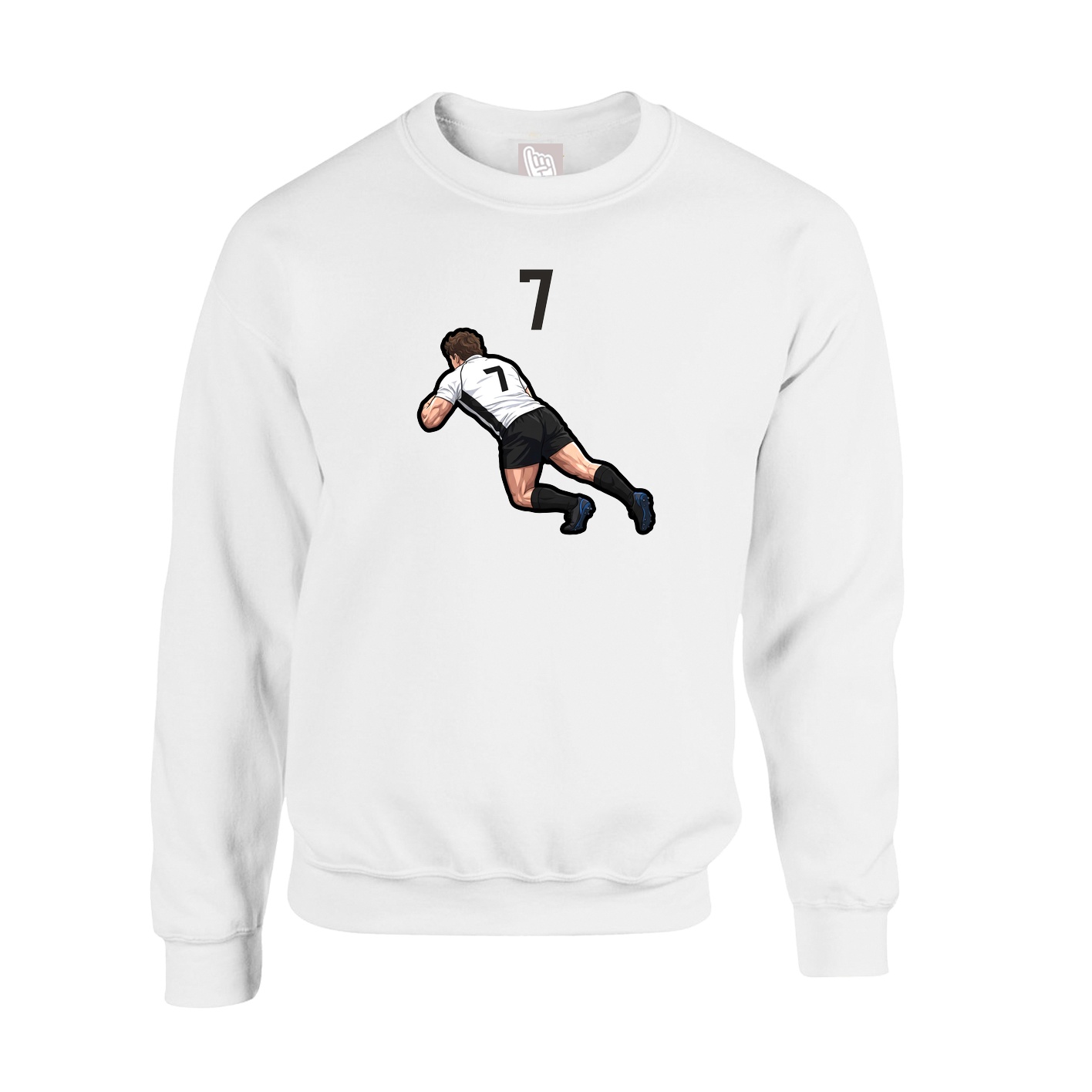 Fleece Crew — Number Top in White