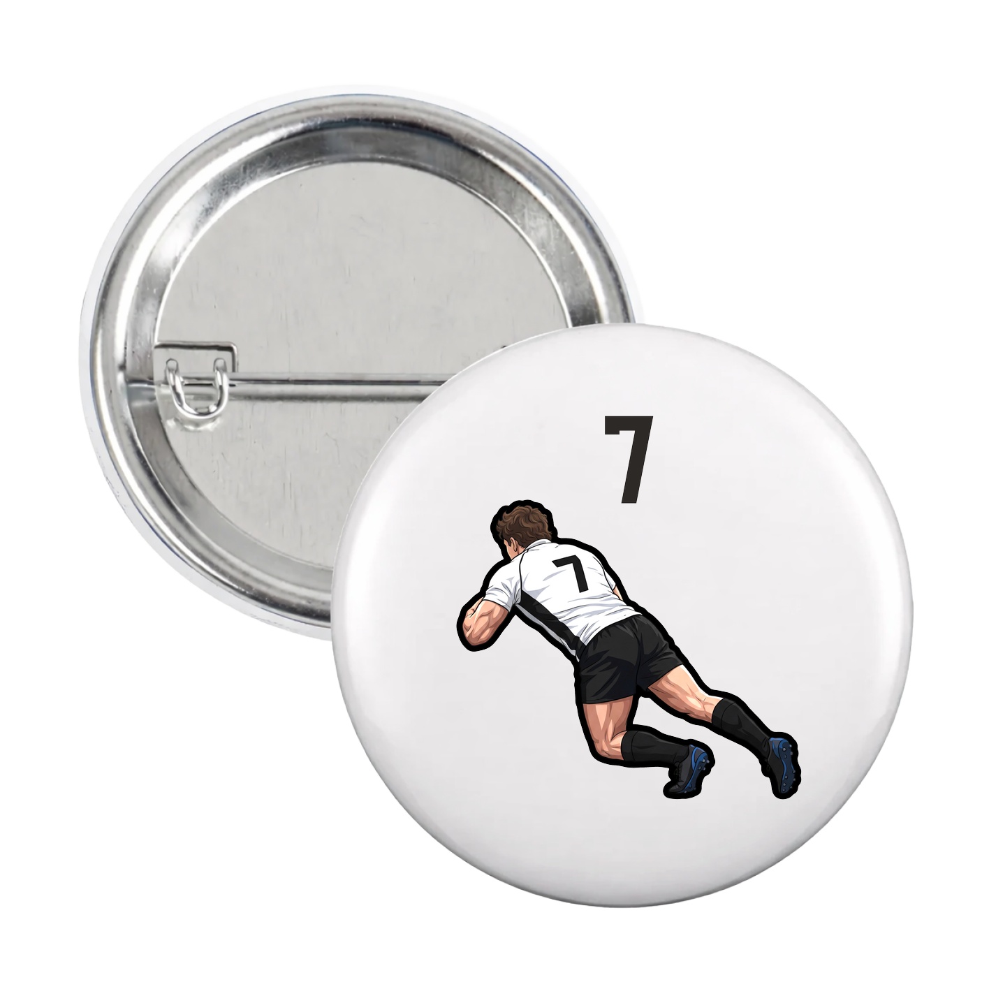 Game Day Button — Number Top in White