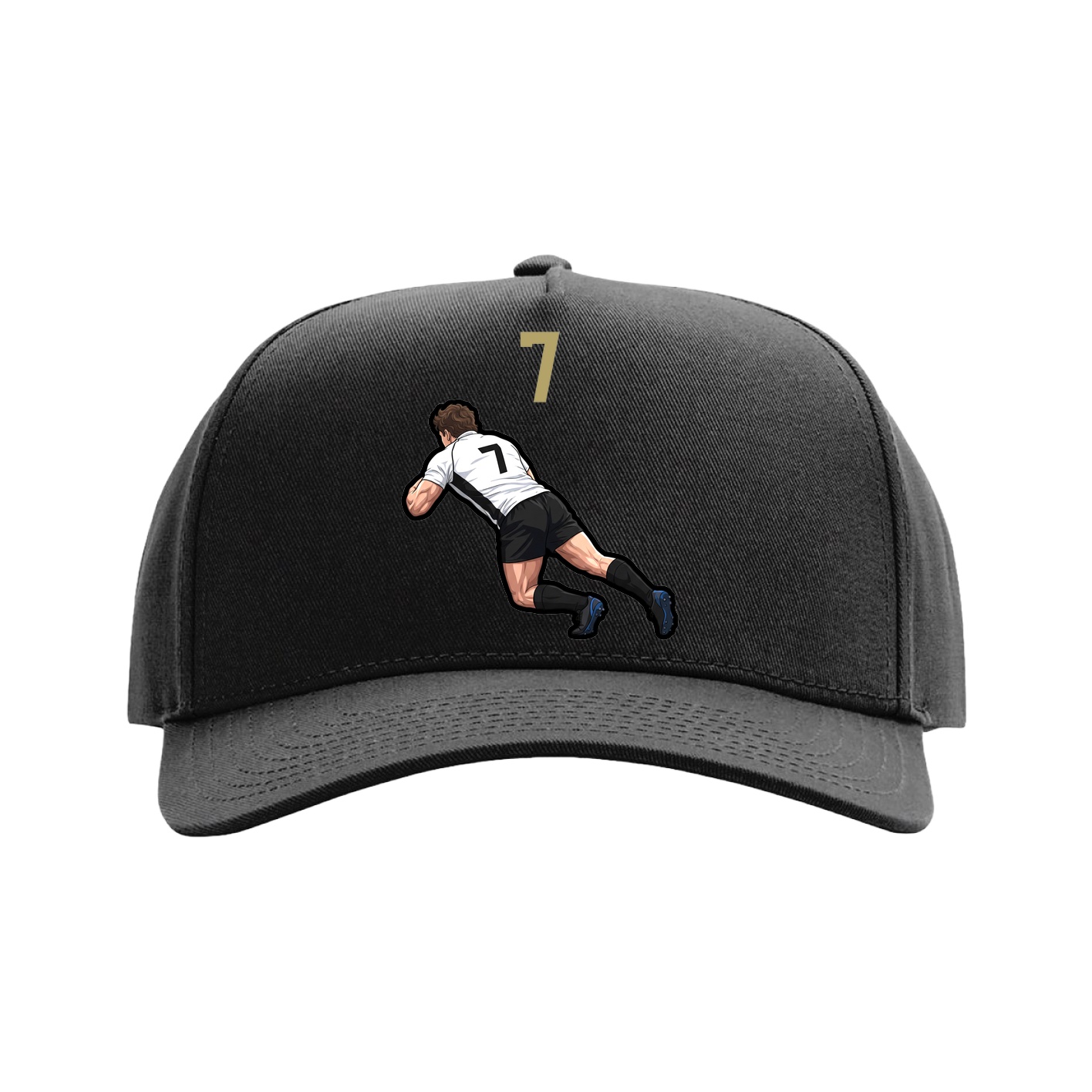 Full Fabric Five-Panel Champ Cap — Number Top in Black