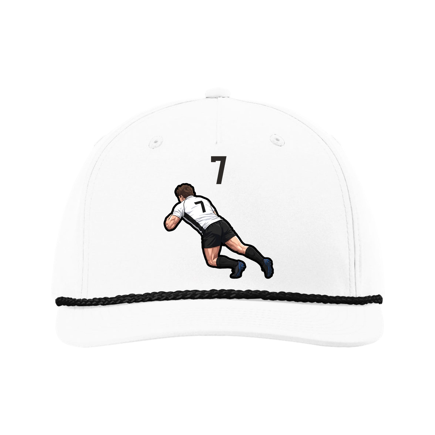 Five-Panel Classic Rope Cap — Number Top in White
