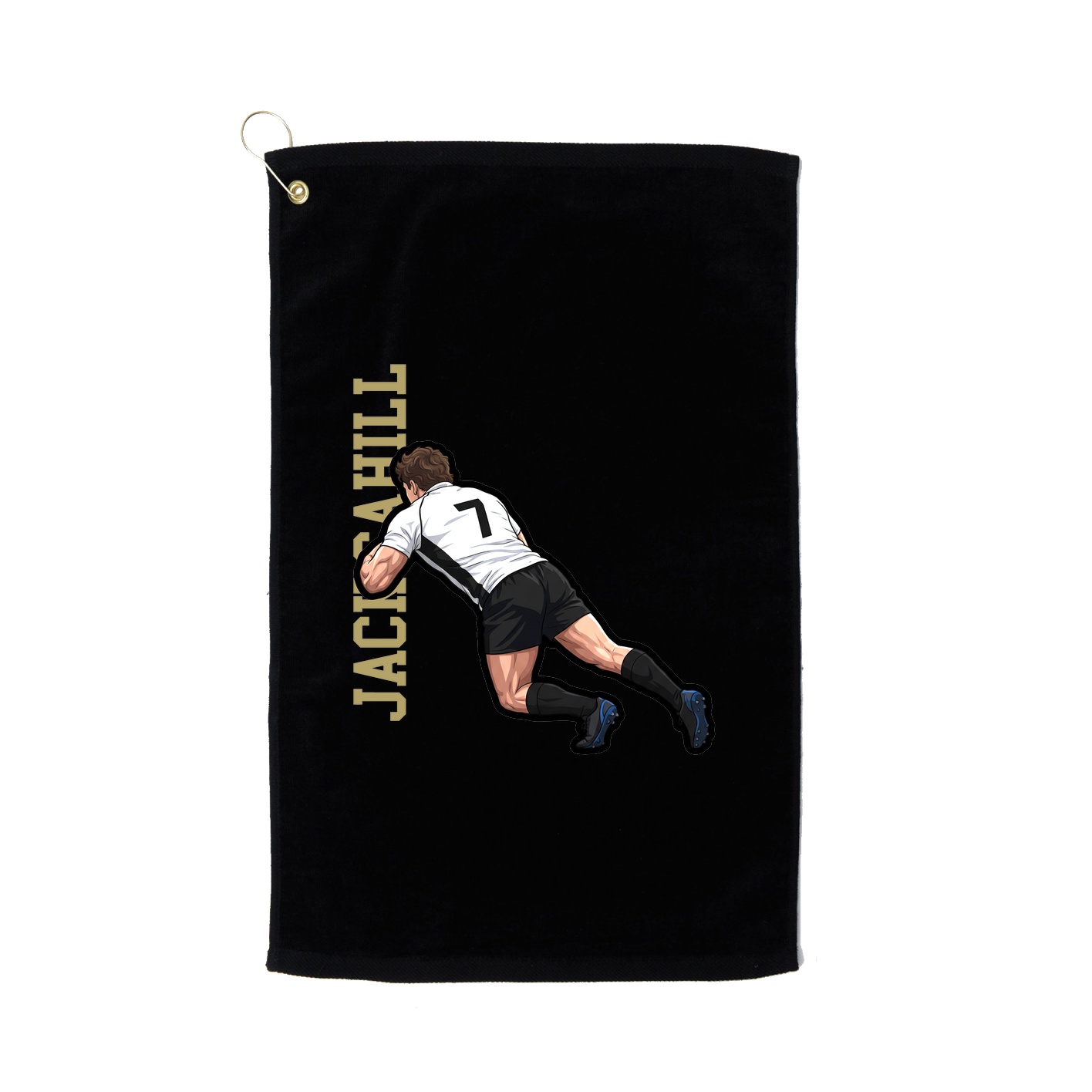 Golf Towel — Name Vertical in Black