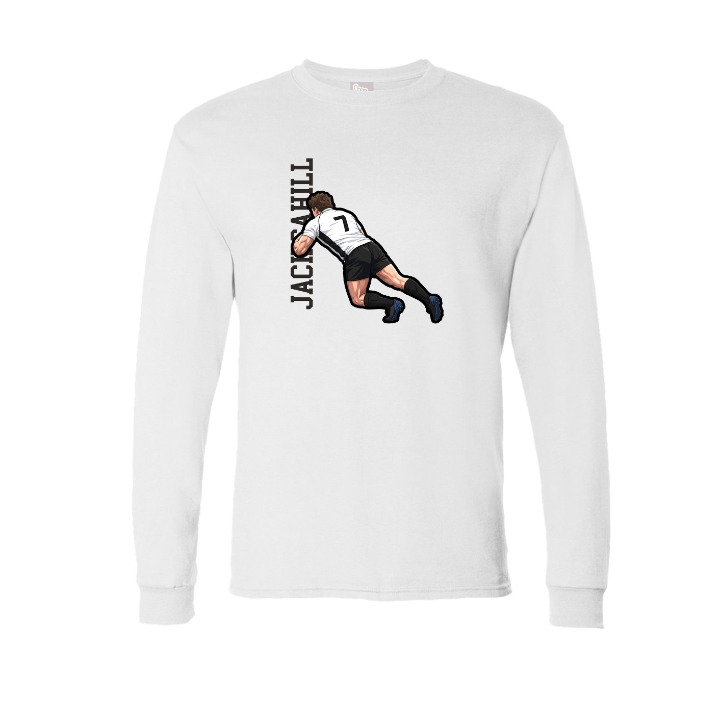 Long Sleeve Tee — Name Vertical in White