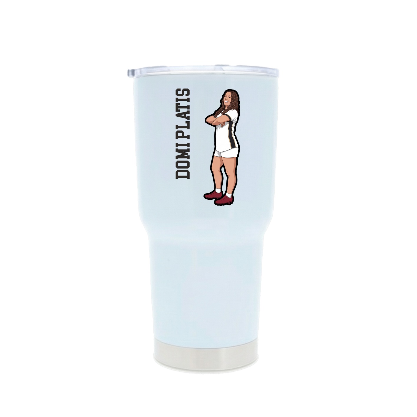 30oz Stainless Steel Tumbler — Name Vertical in White