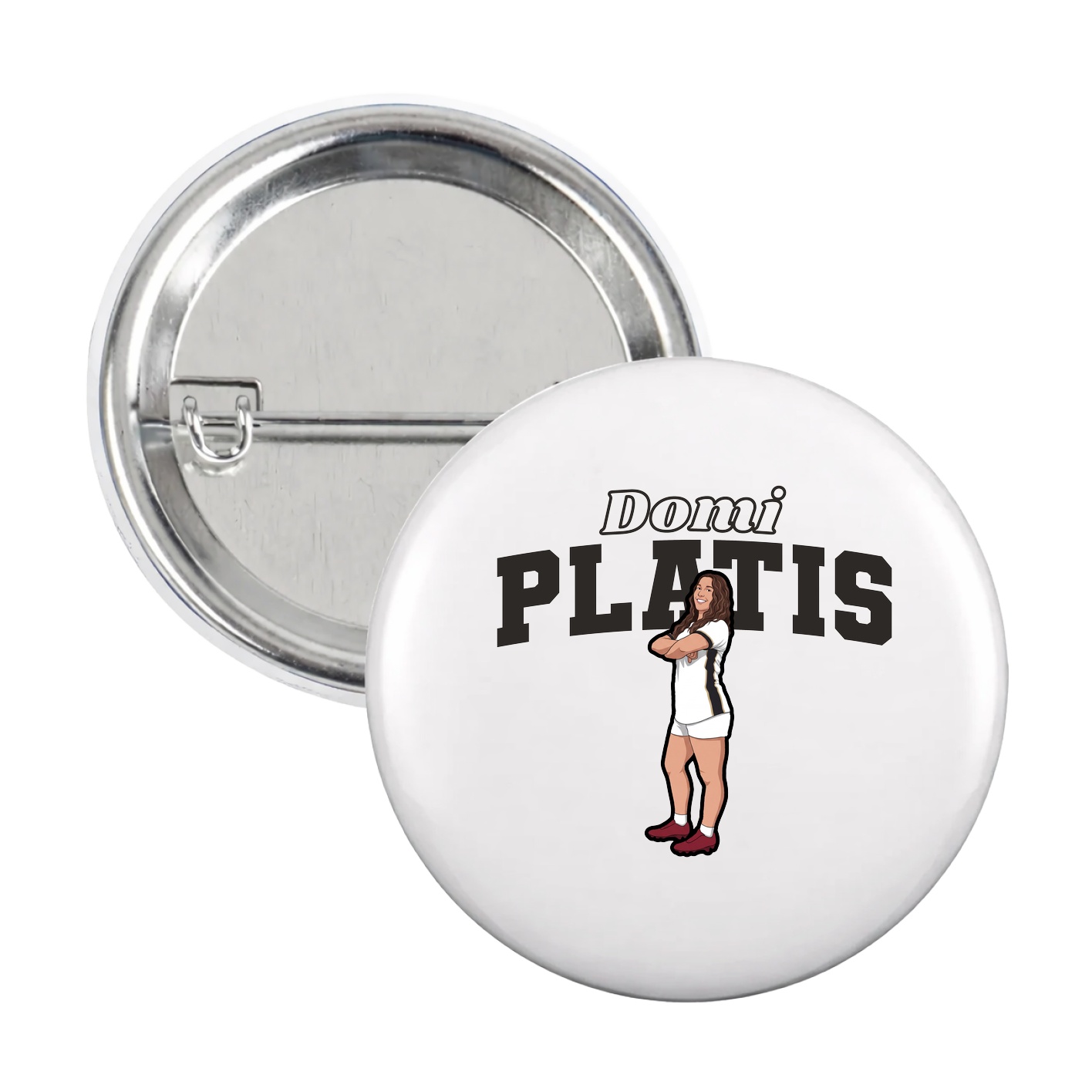 Game Day Button — Name Arch in White