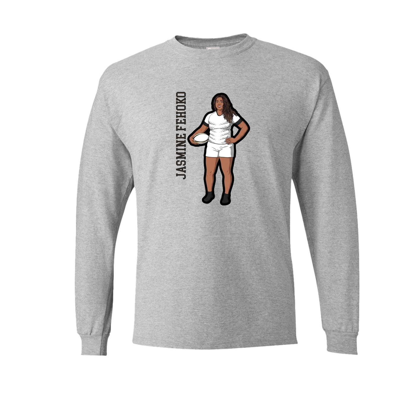 Long Sleeve Tee — Name Vertical in Grey