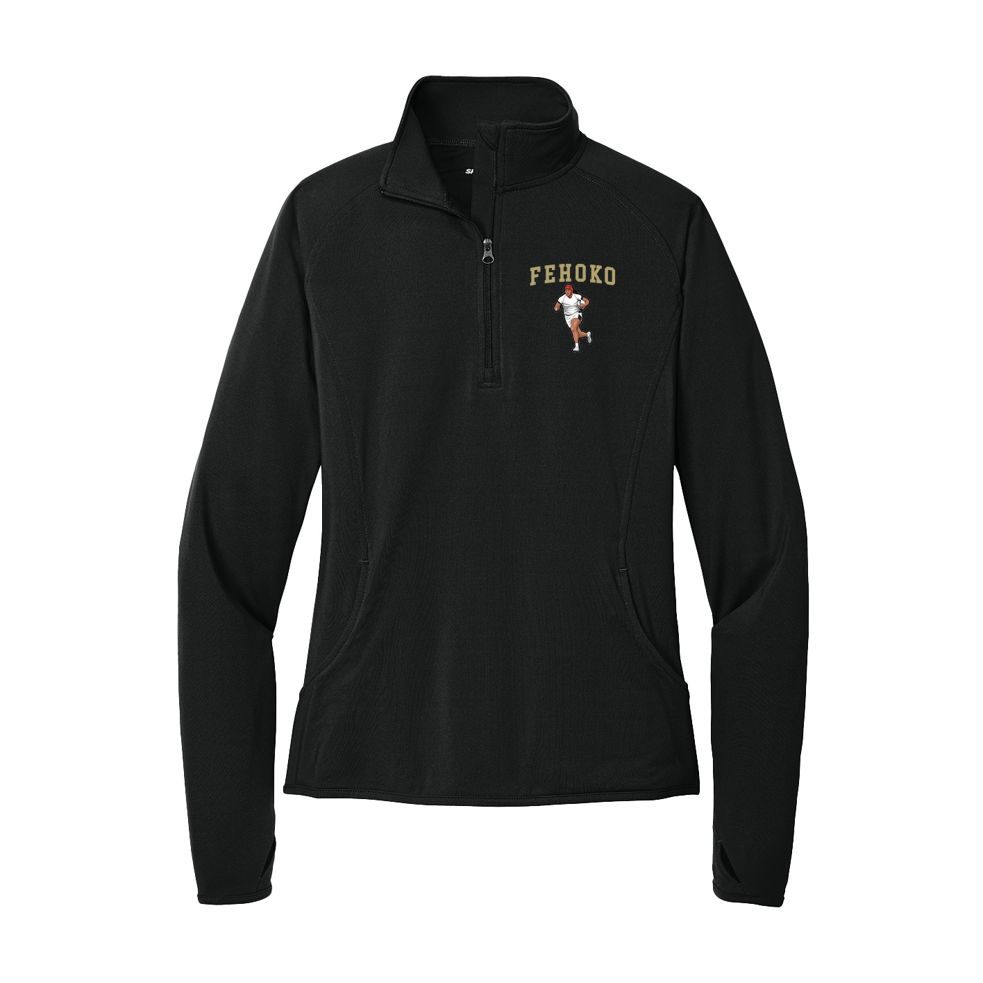 Women's Q-Zip Pullover — Shirsey in Black