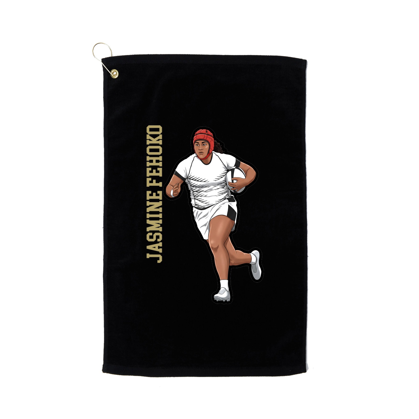 Golf Towel — Name Vertical in Black