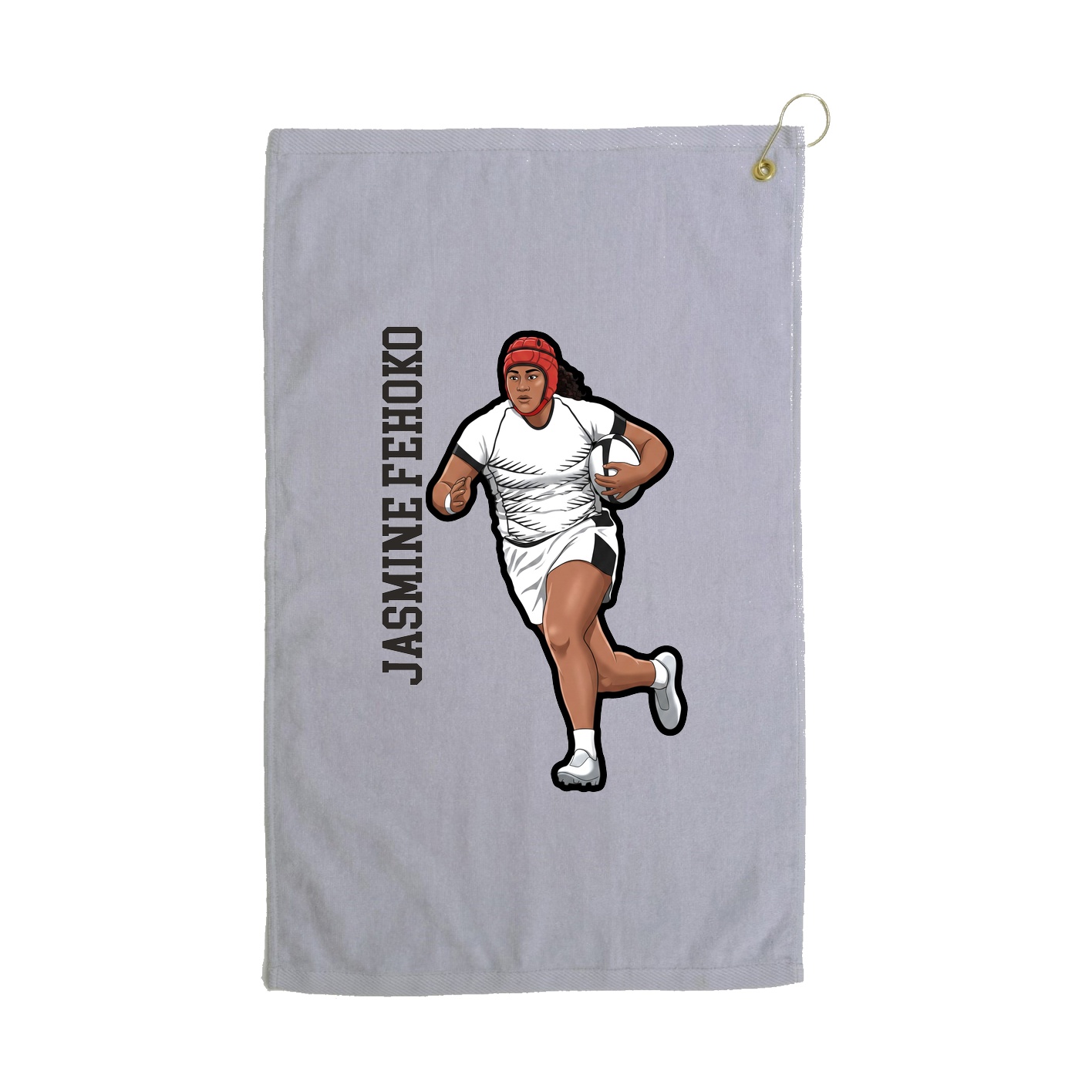 Golf Towel — Name Vertical in Grey