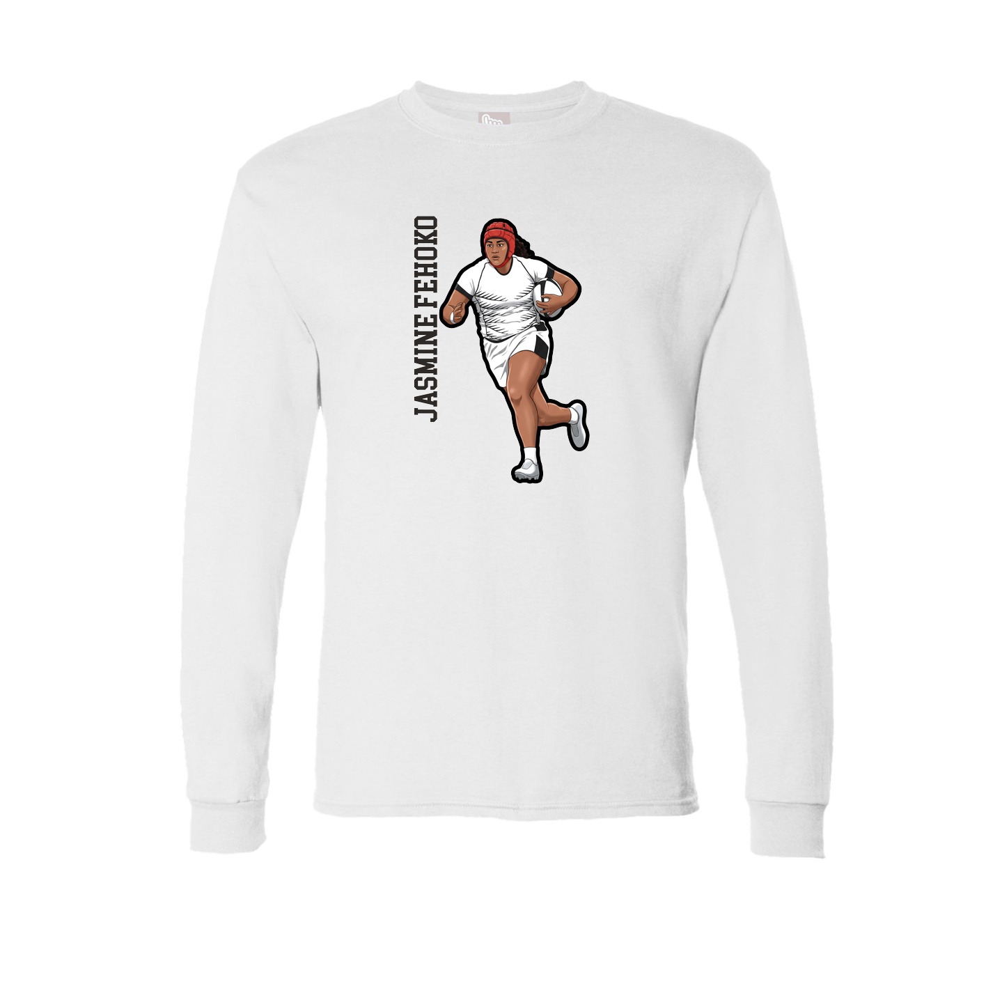 Long Sleeve Tee — Name Vertical in White