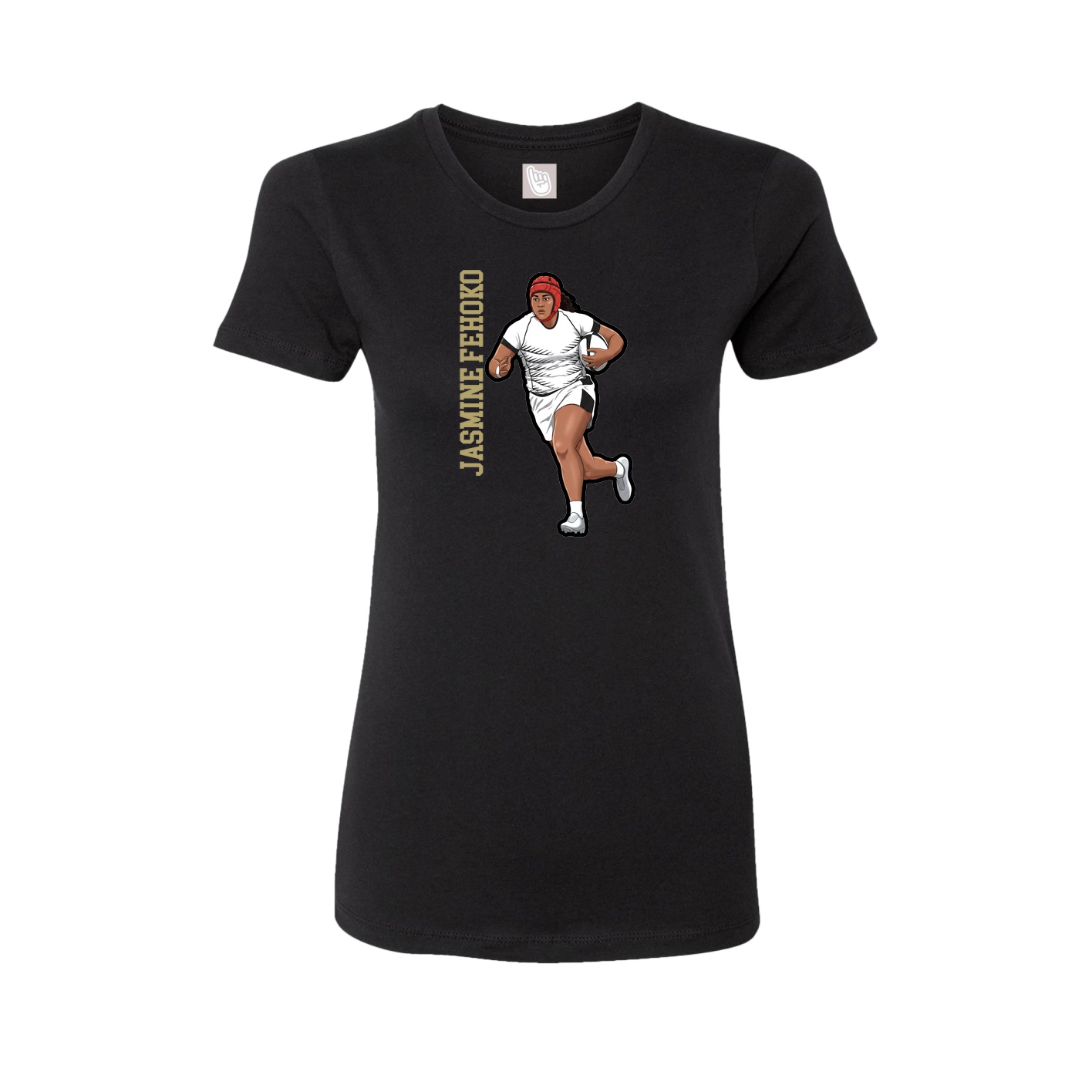 Fitted Women's Tee — Name Vertical in Black