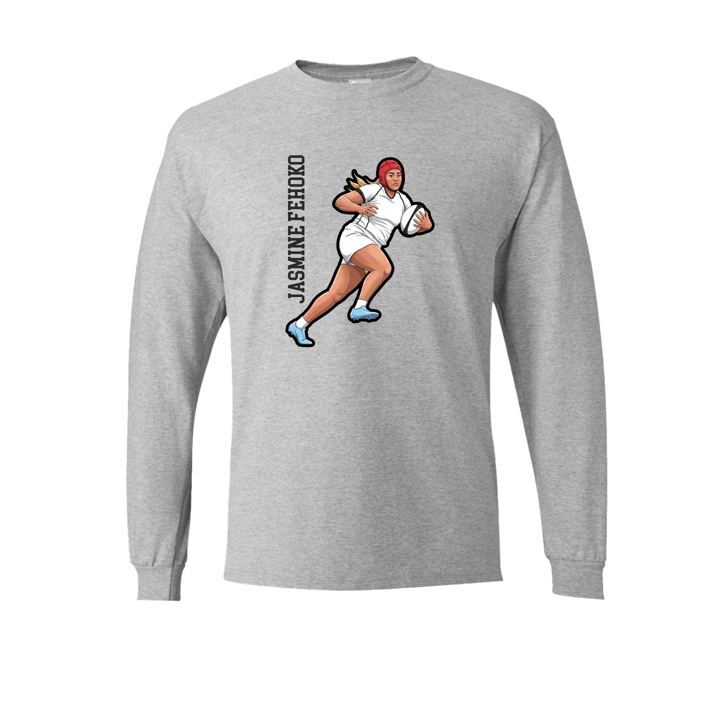Long Sleeve Tee — Name Vertical in Grey