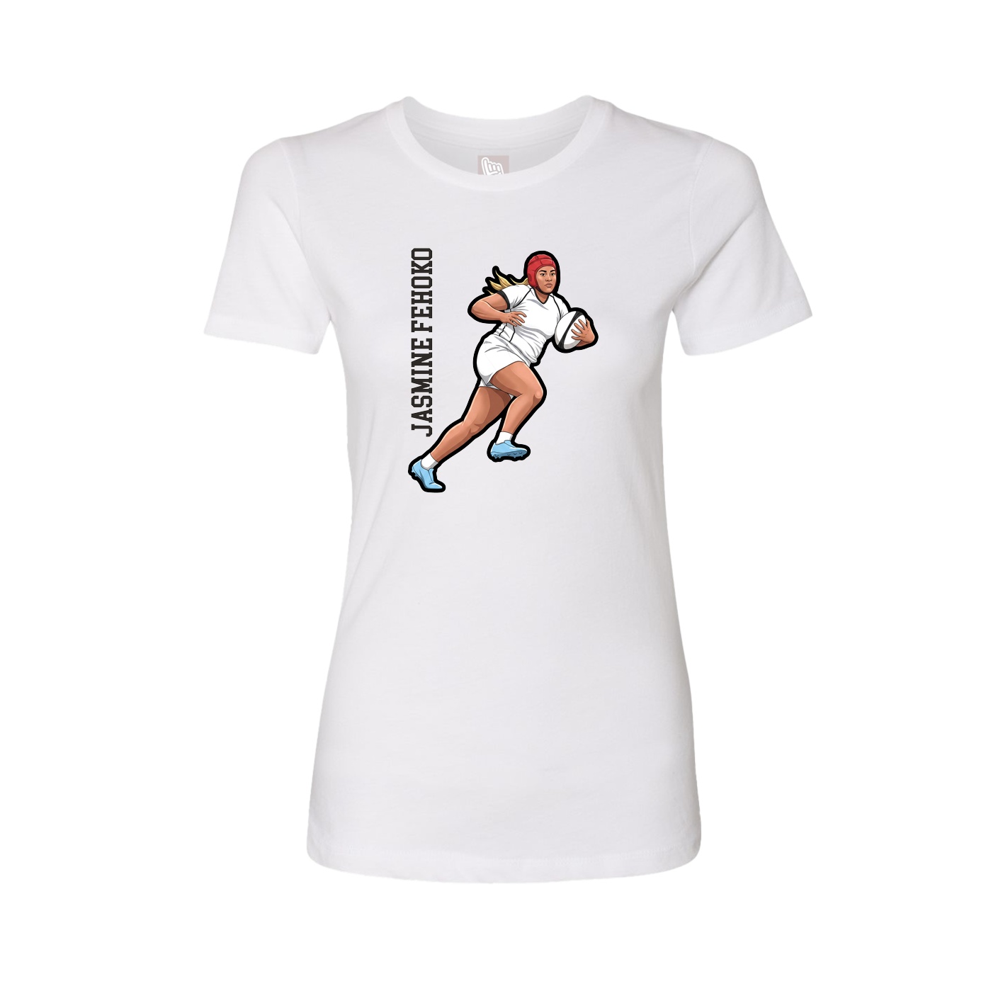 Womens Tee — Name Vertical in White