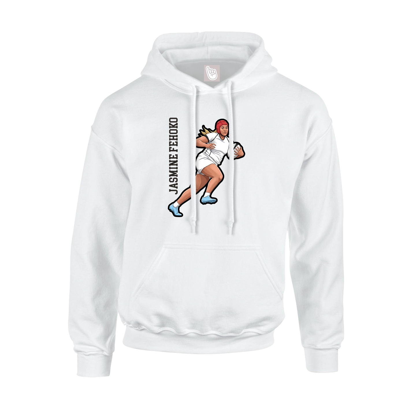 Youth Hoodie — Name Vertical in White