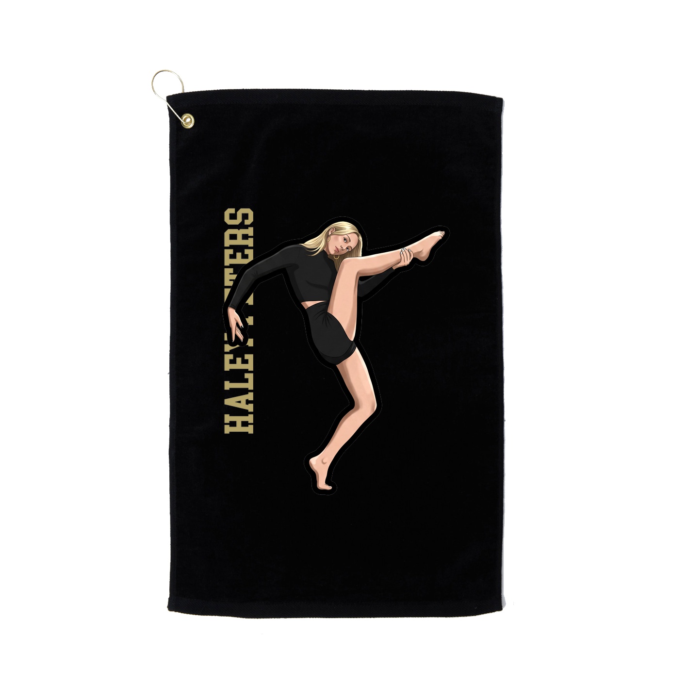 Golf Towel — Name Vertical in Black
