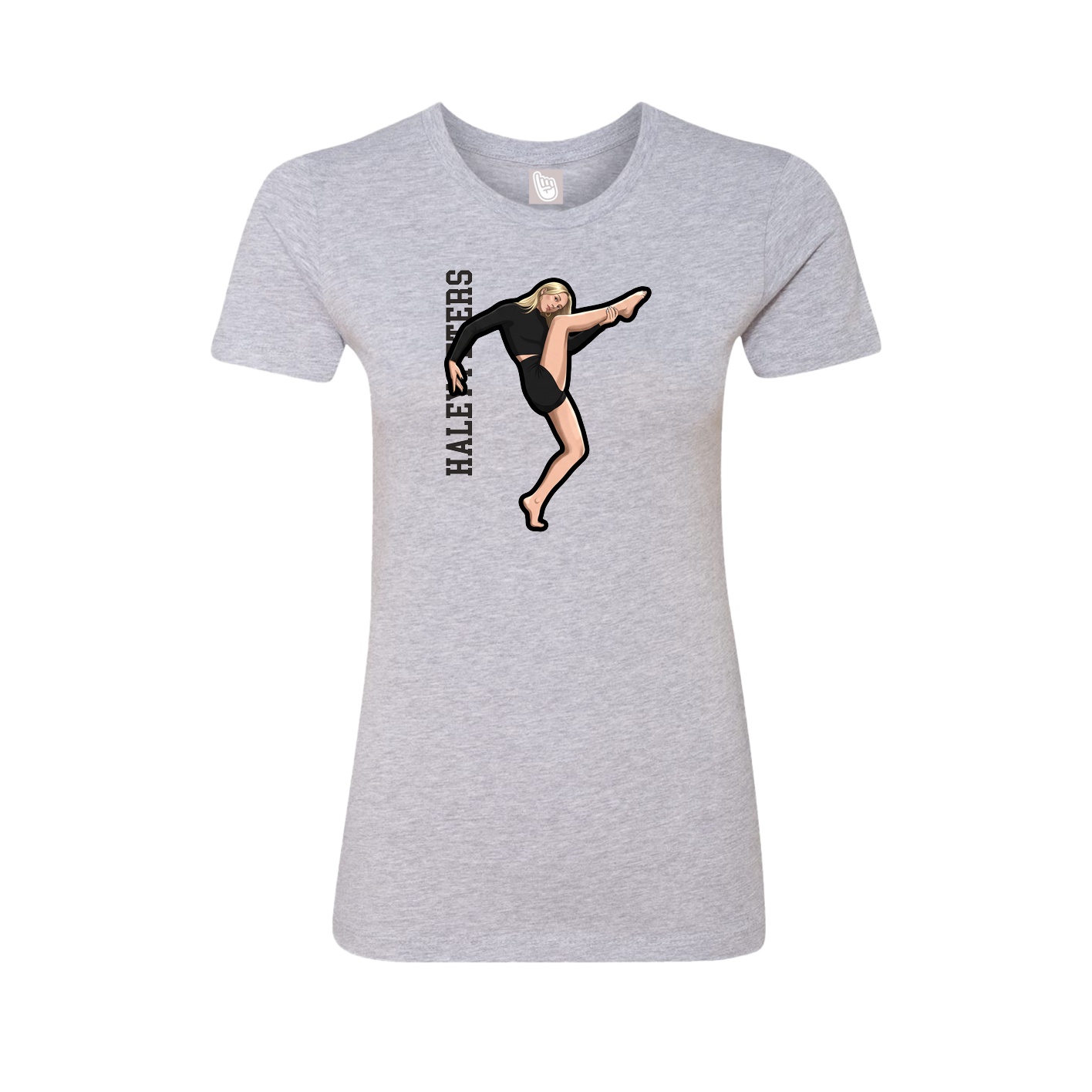 Fitted Women's Tee — Name Vertical in Grey