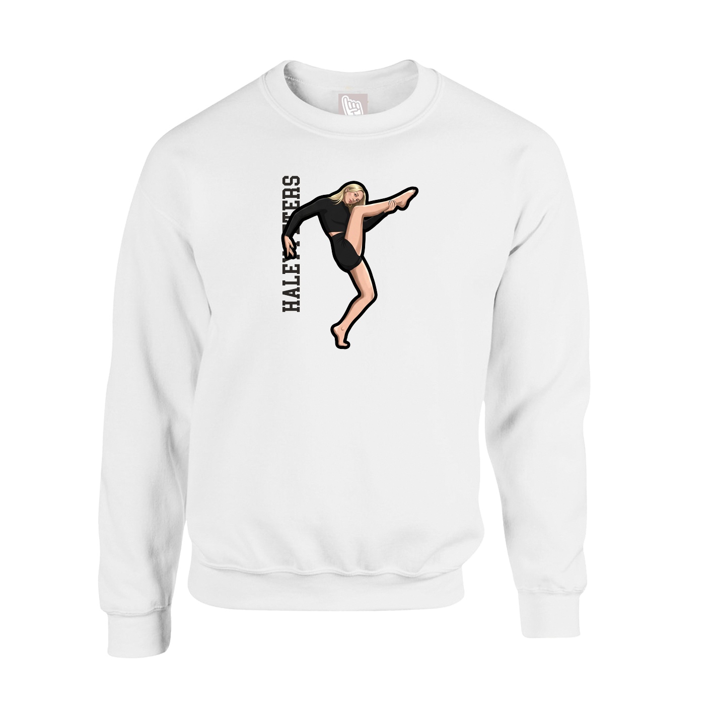 Fleece Crew — Name Vertical in White