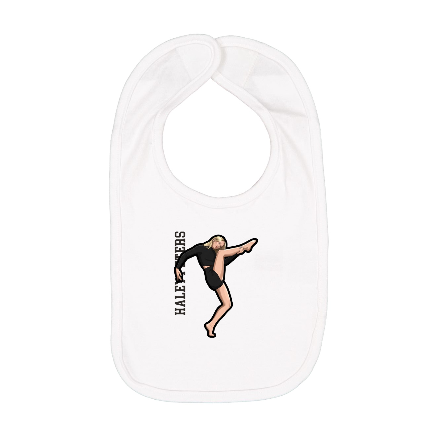 Infant Bib — Name Vertical in White