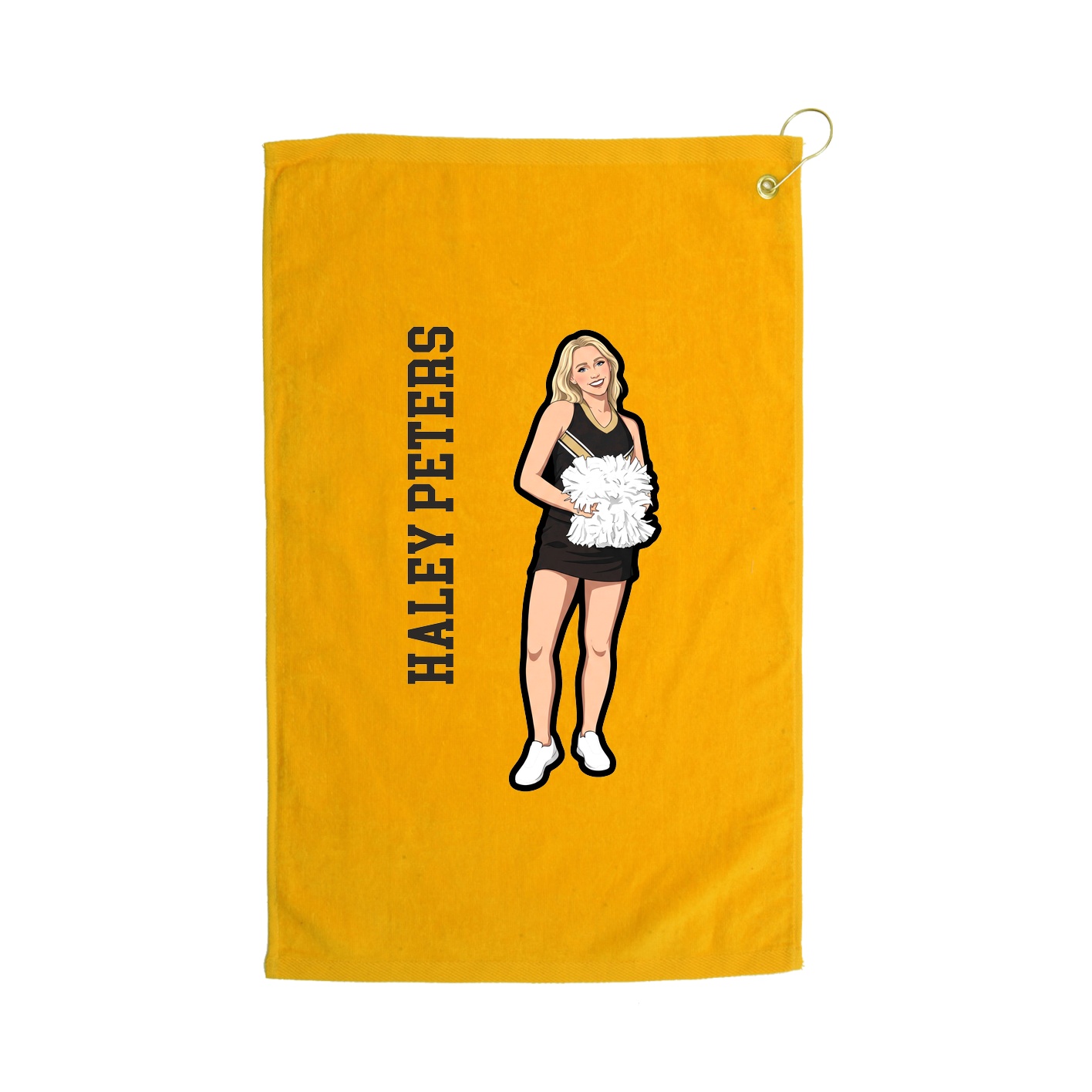Golf Towel — Name Vertical in Gold