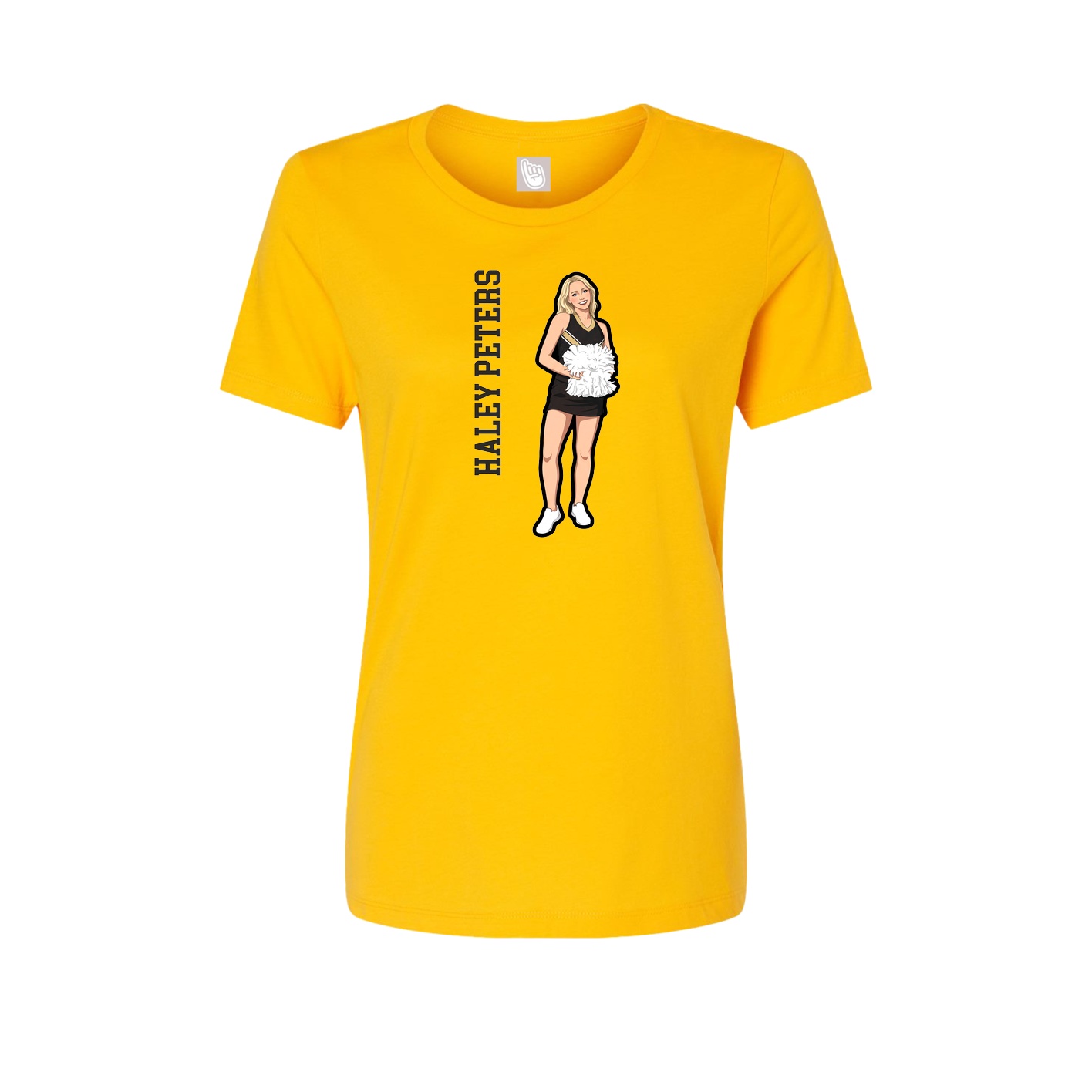 Fitted Women's Tee — Name Vertical in Gold