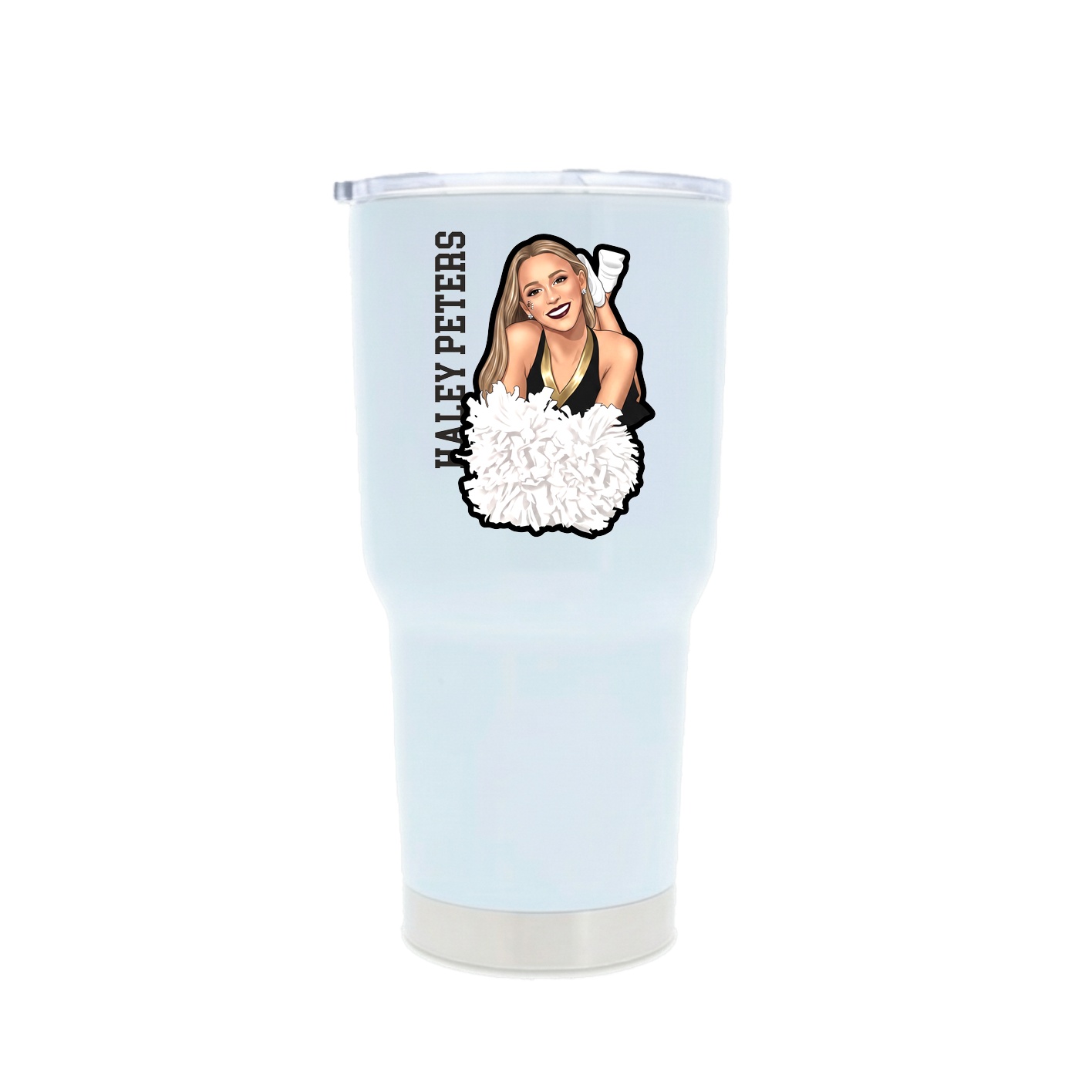 30oz Stainless Steel Tumbler — Name Vertical in White