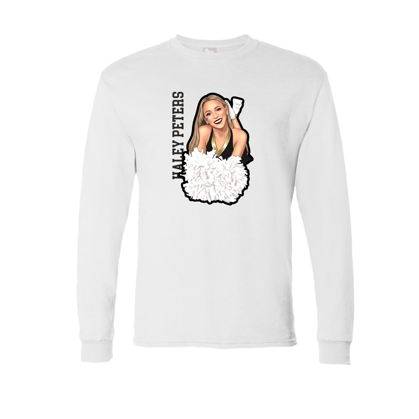Long Sleeve Tee — Name Vertical in White