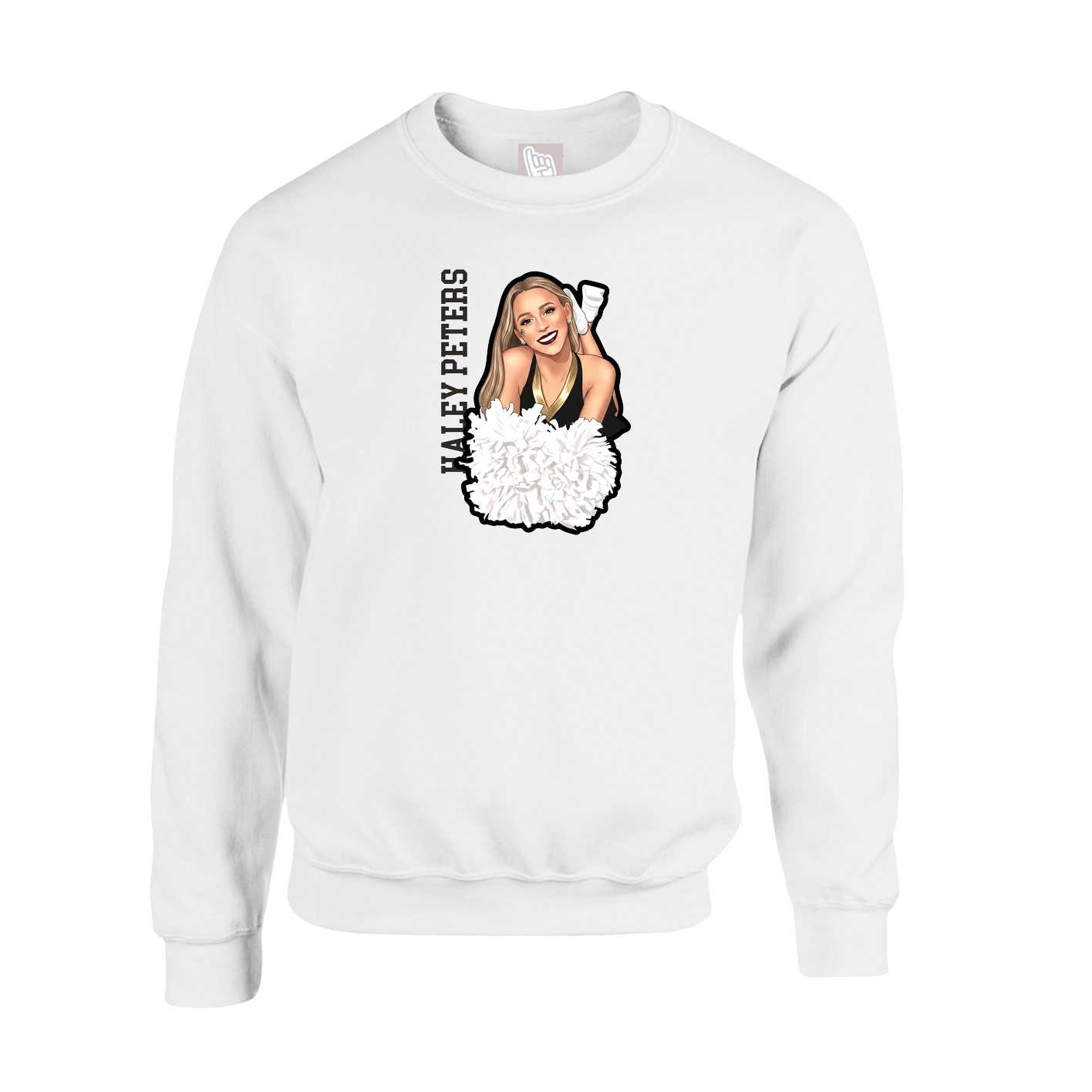 Fleece Crew — Name Vertical in White