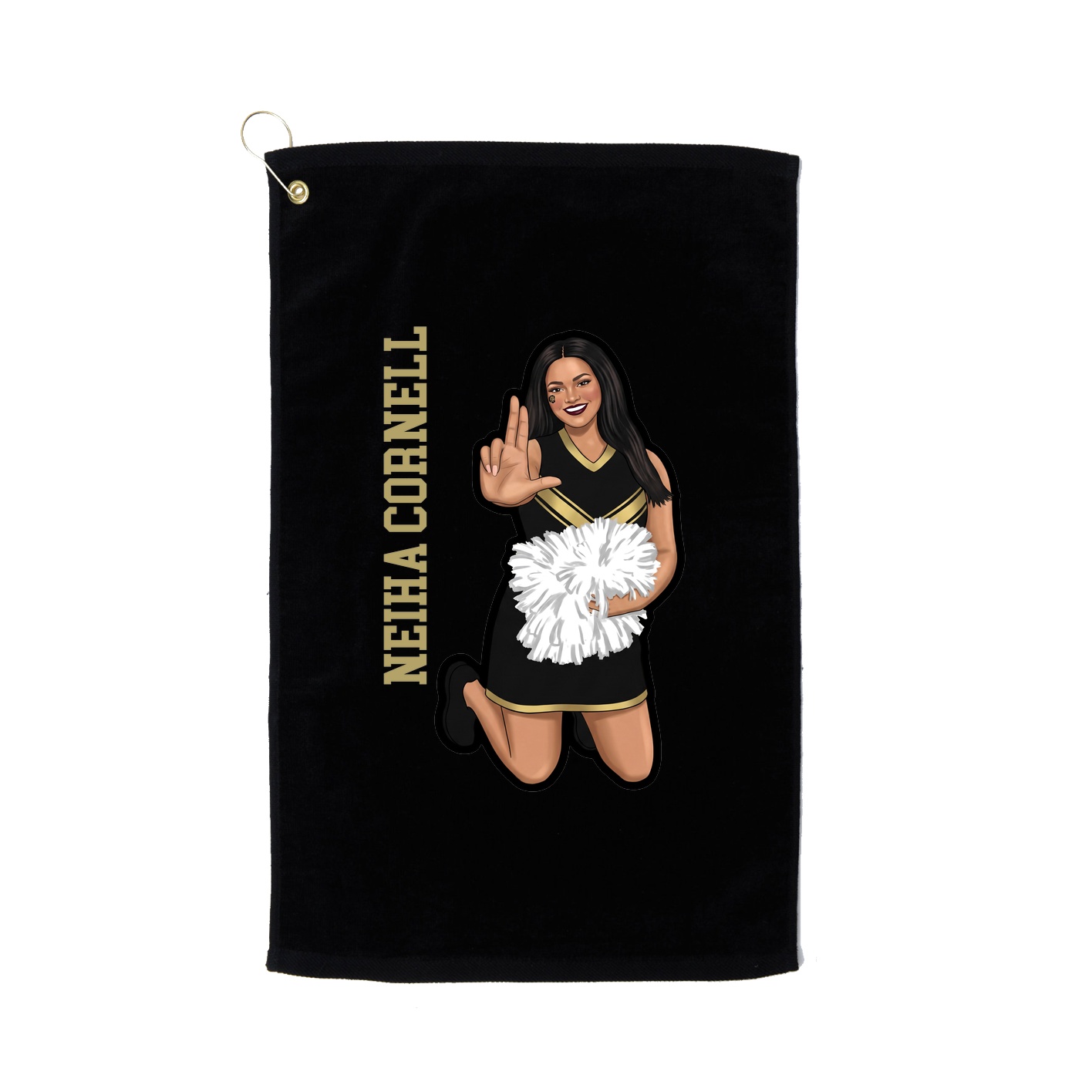 Golf Towel — Name Vertical in Black
