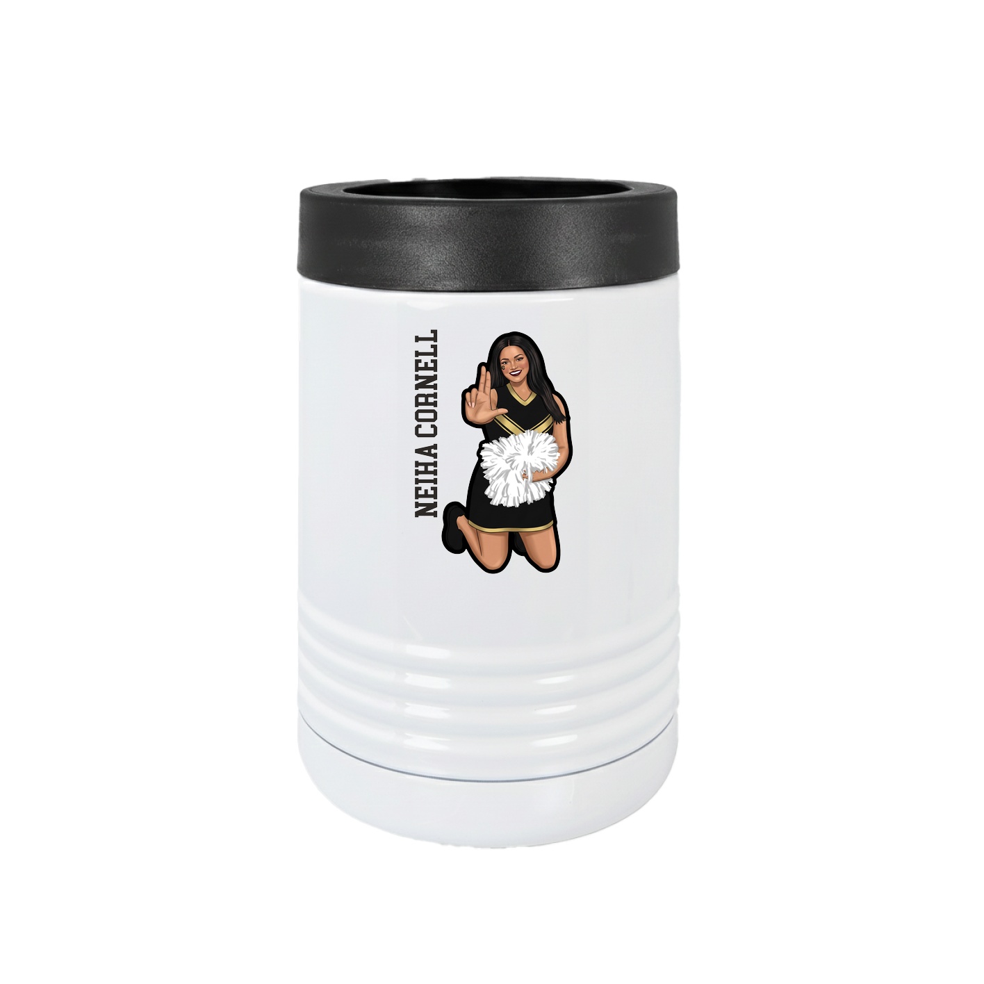 Beverage Holder — Name Vertical in White