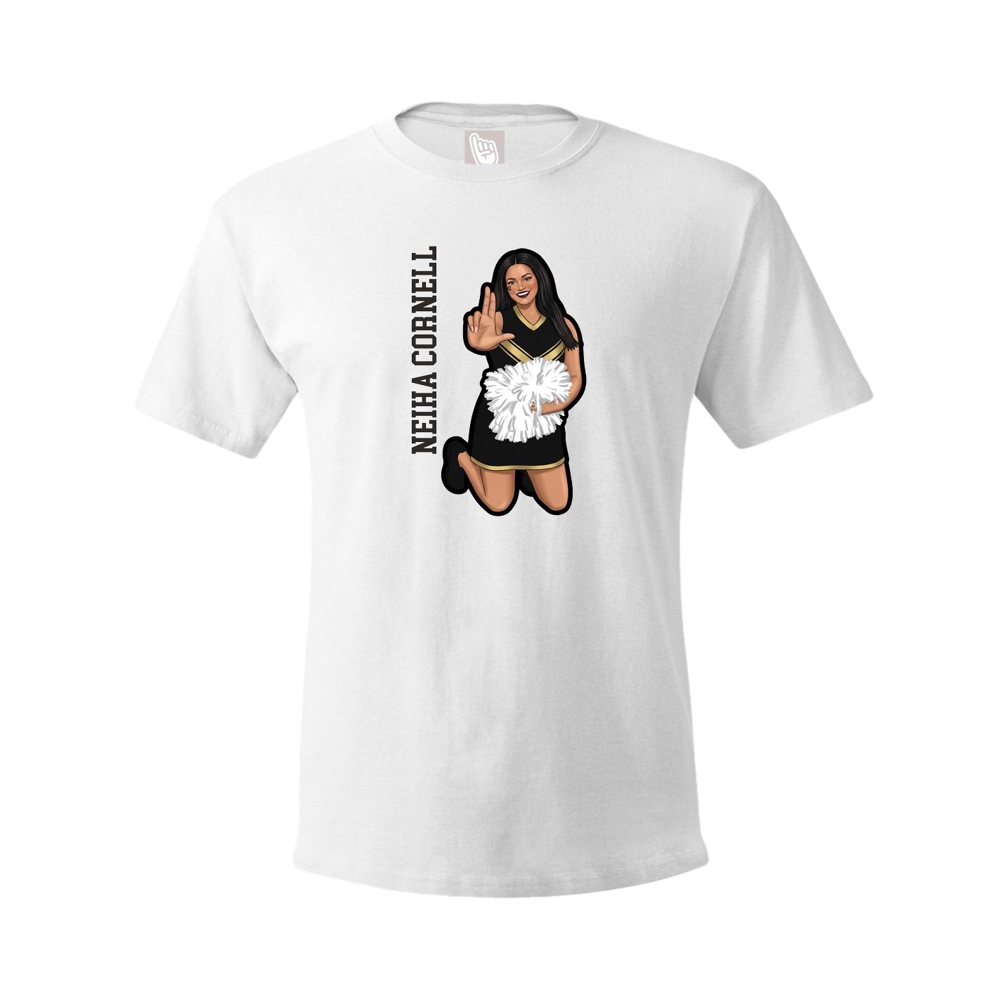Tee — Name Vertical in White
