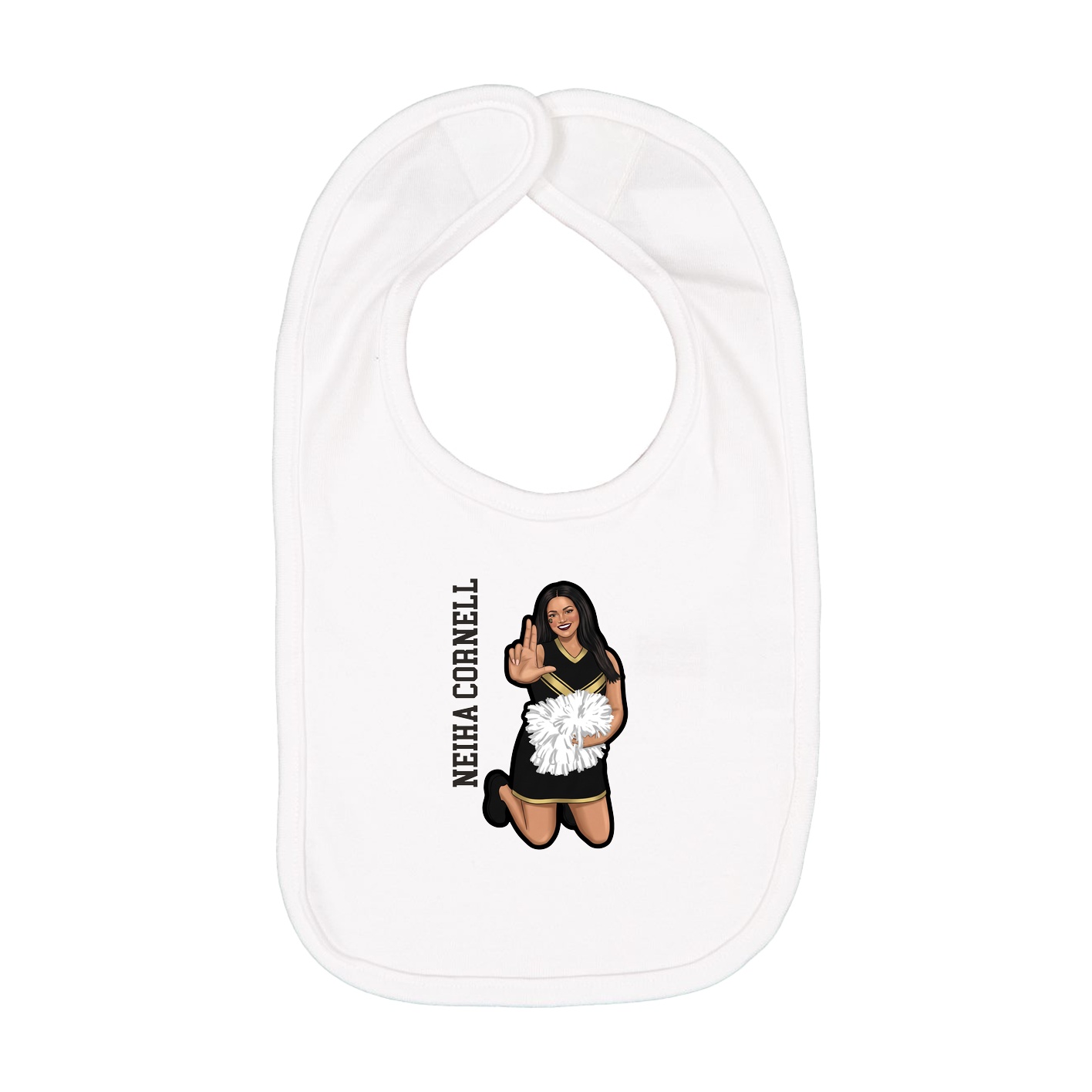 Infant Bib — Name Vertical in White