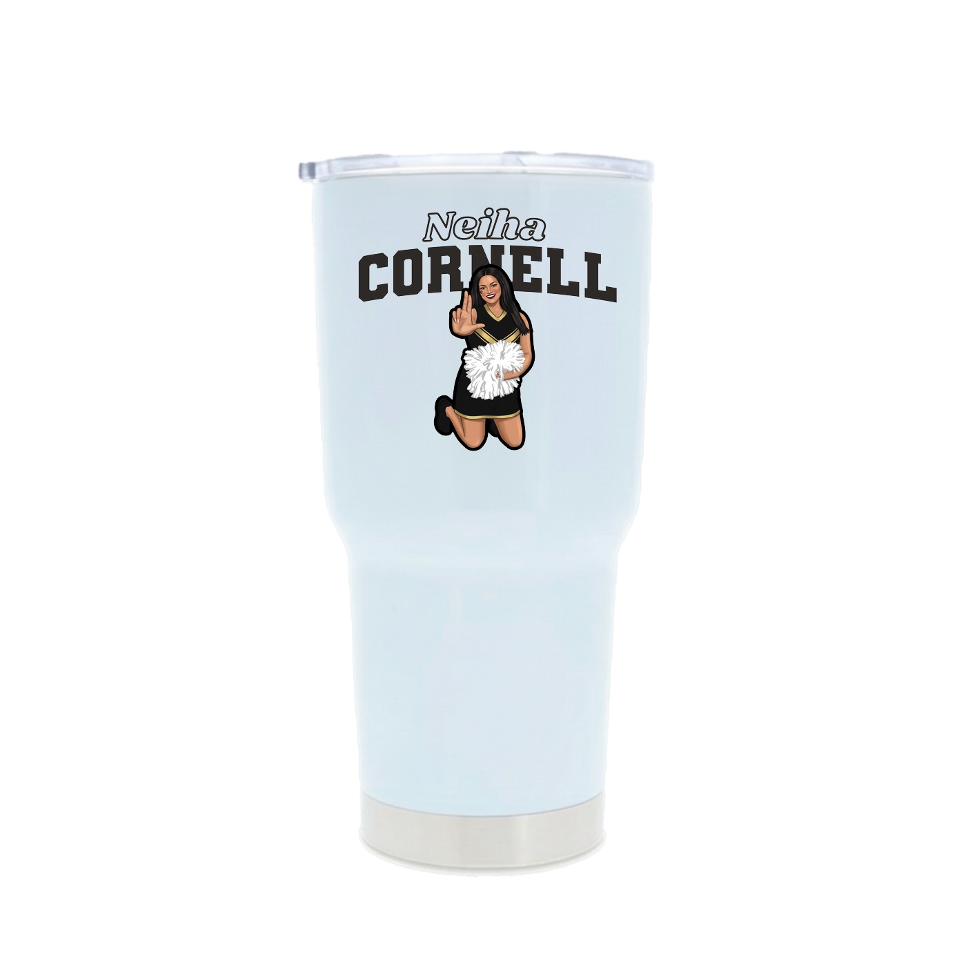 30oz Stainless Steel Tumbler — Name Arch in White