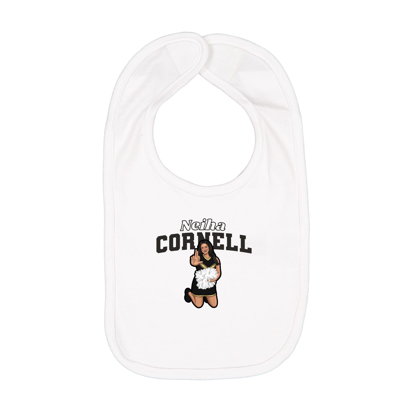 Infant Bib — Name Arch in White