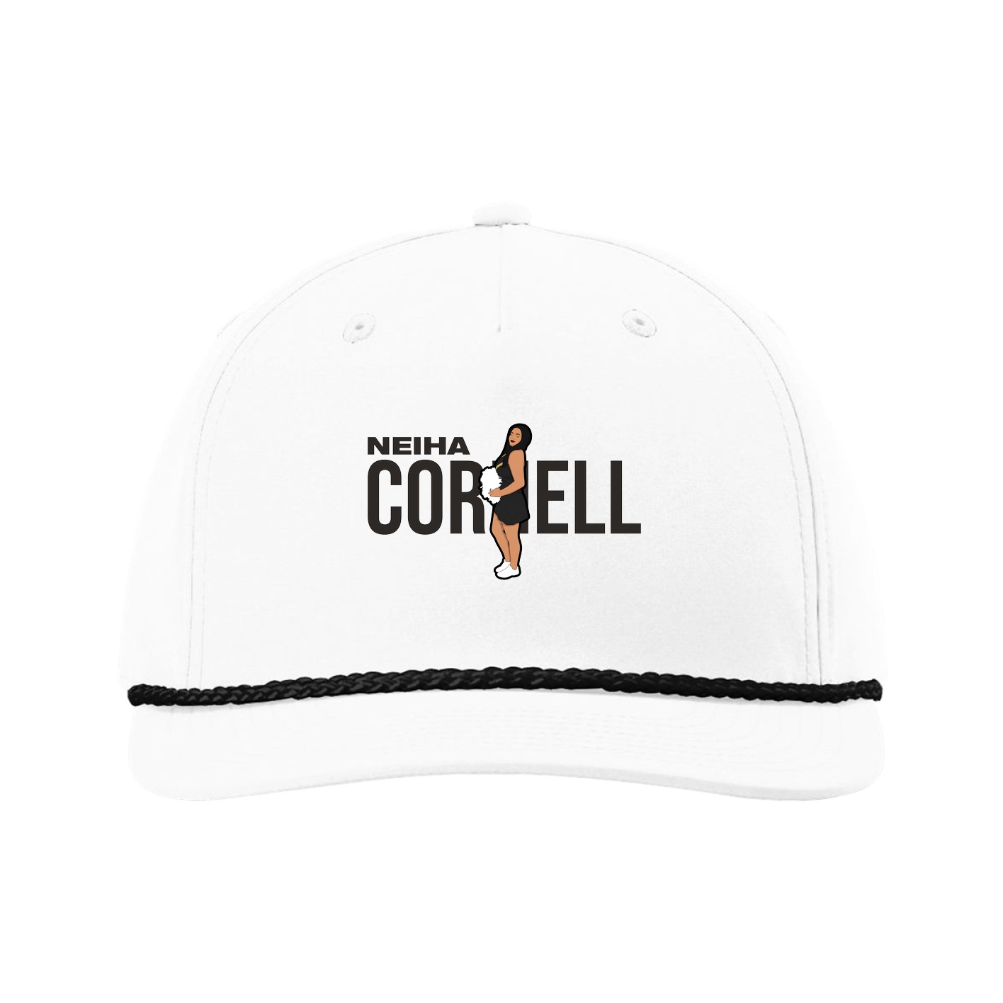Five-Panel Classic Rope Cap — Player Name in White