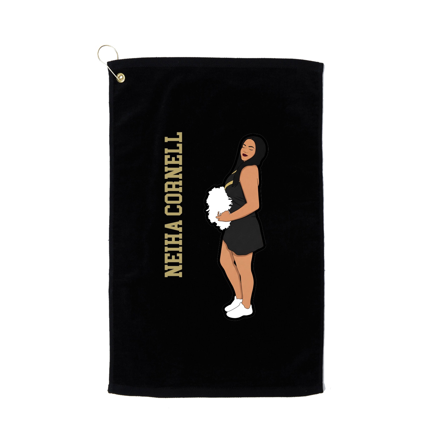 Golf Towel — Name Vertical in Black