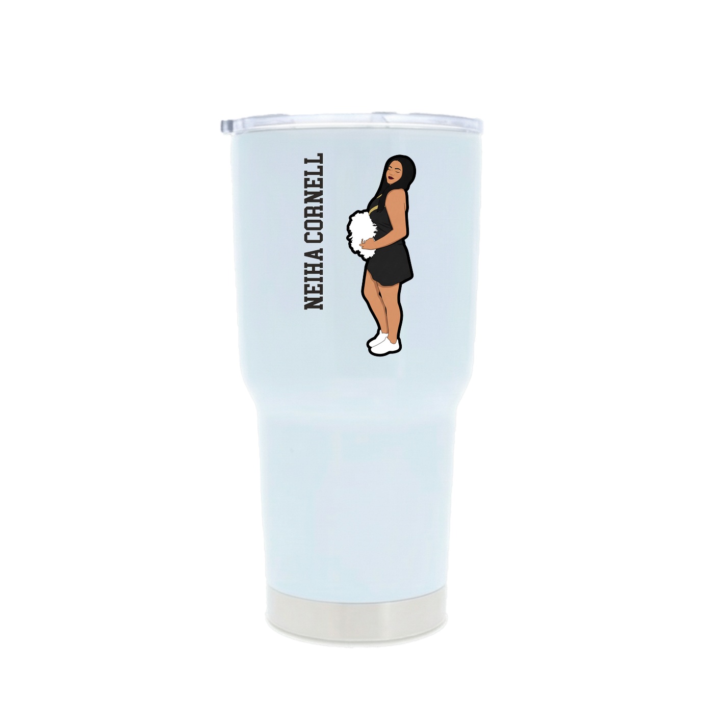 30oz Stainless Steel Tumbler — Name Vertical in White