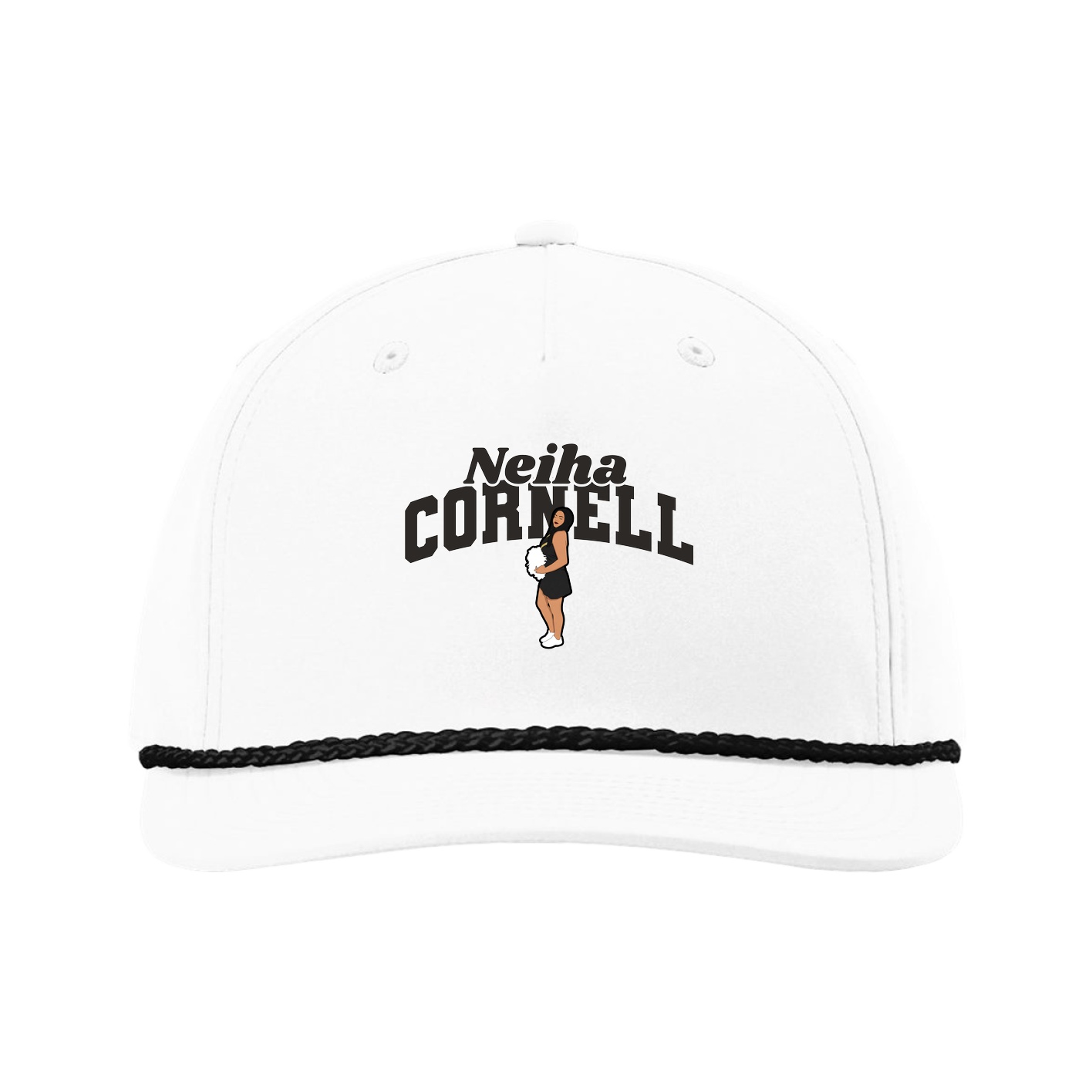 Five-Panel Classic Rope Cap — Signature Arch in White
