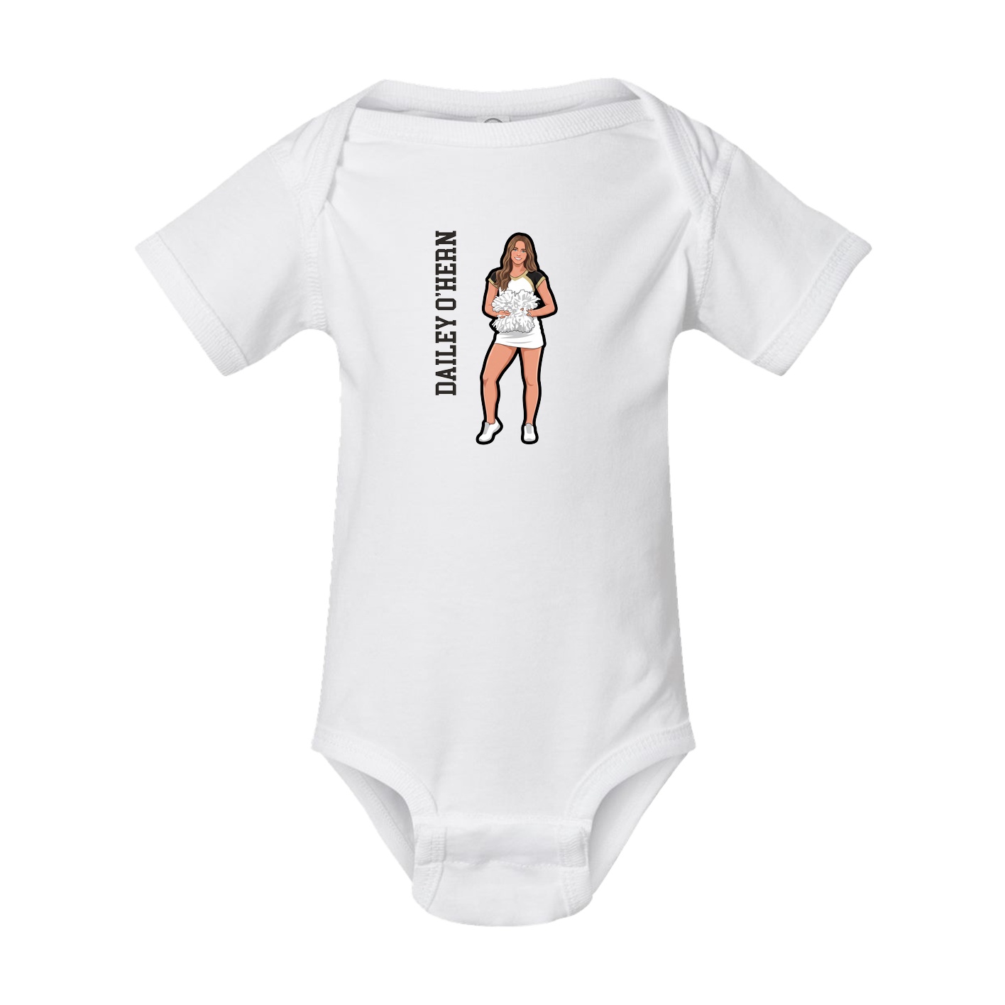 Baby Onesie — Name Vertical in White