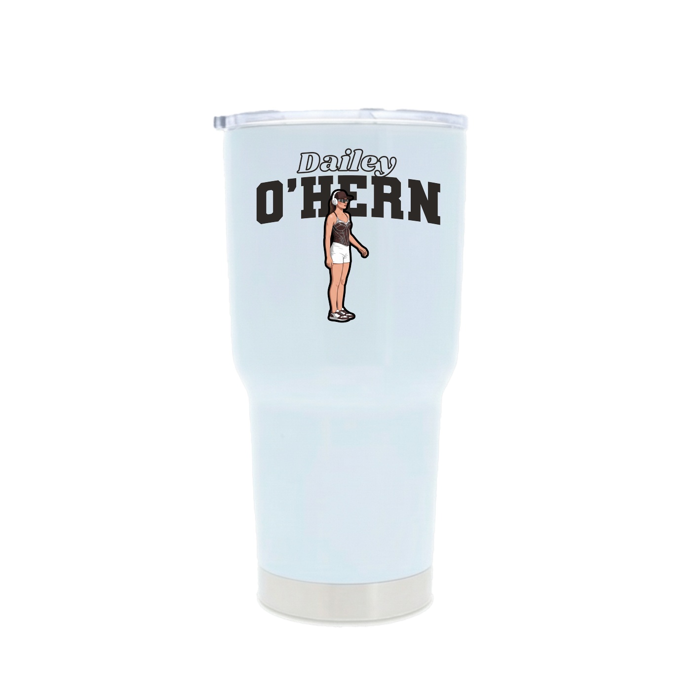 30oz Stainless Steel Tumbler — Name Arch in White