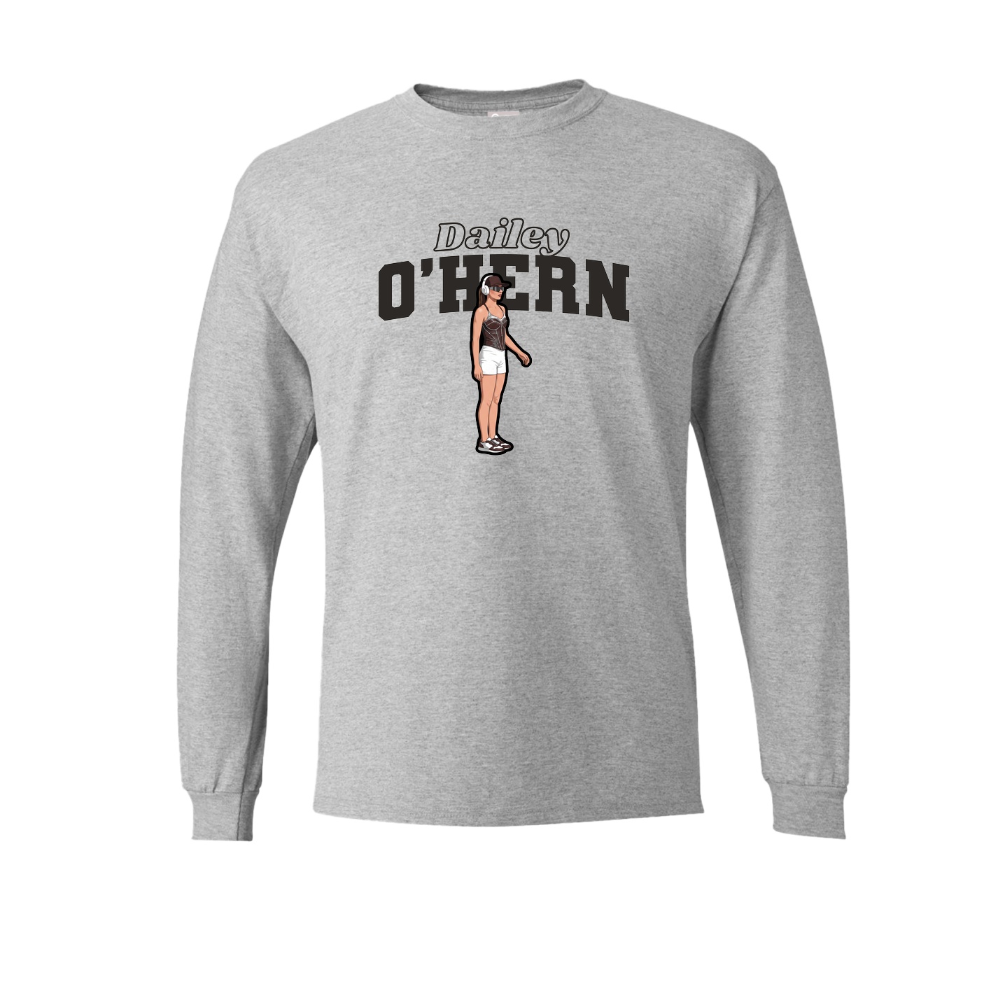 Long Sleeve Tee — Name Arch in Grey