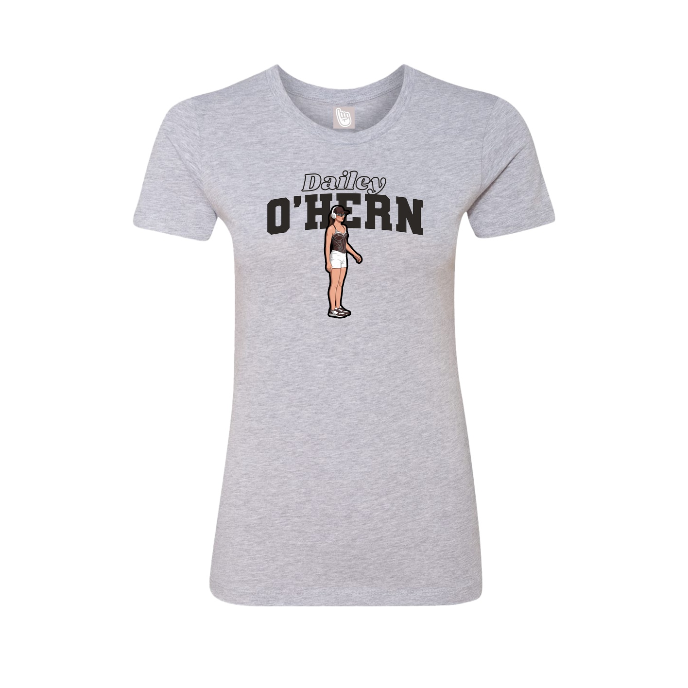 Fitted Women's Tee — Name Arch in Grey
